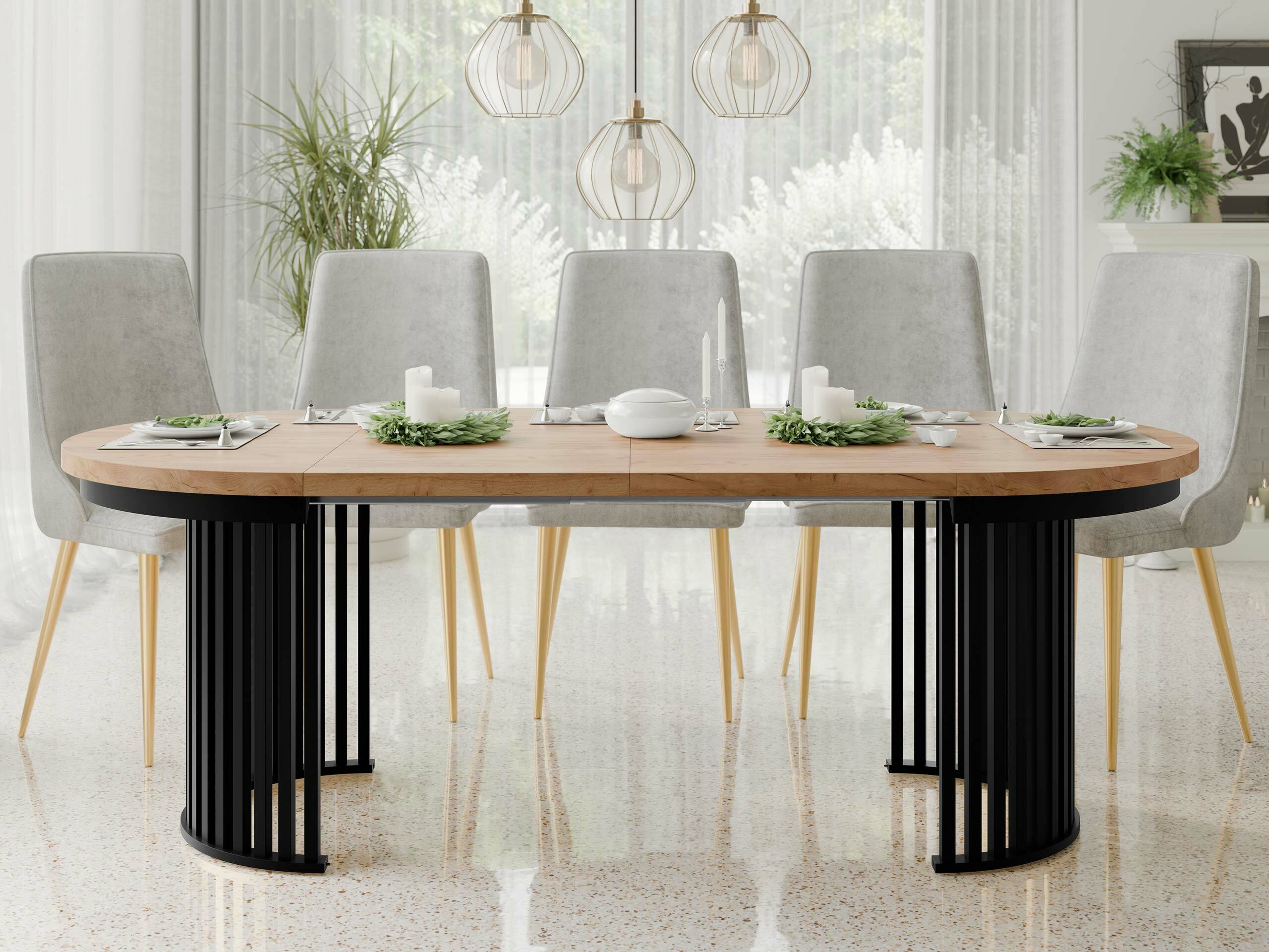 Tavolo Racine 145 (Quercia dorata artigianale + Nero)