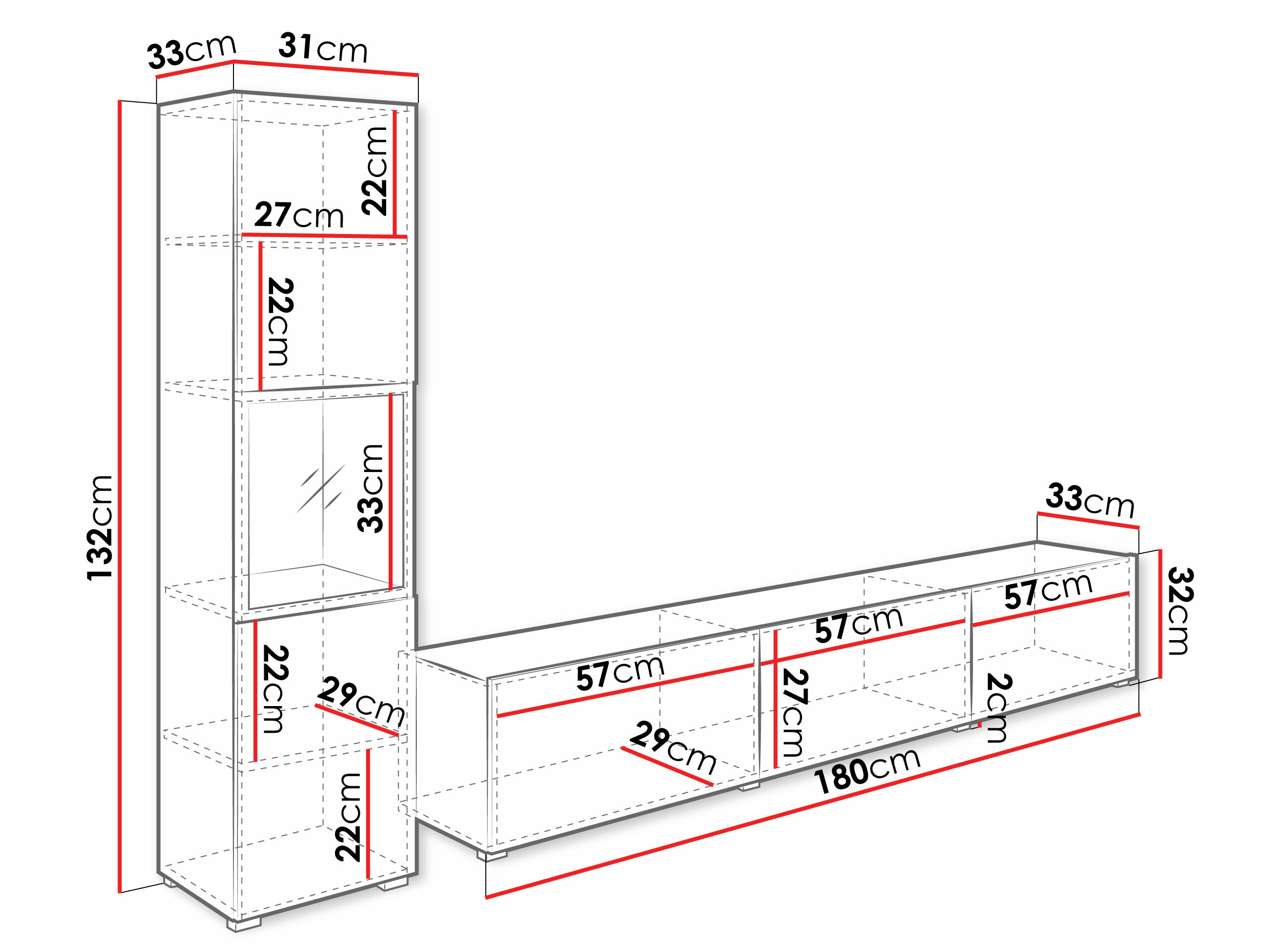 Parete attrezzata Sarasota 192 (Grafite)