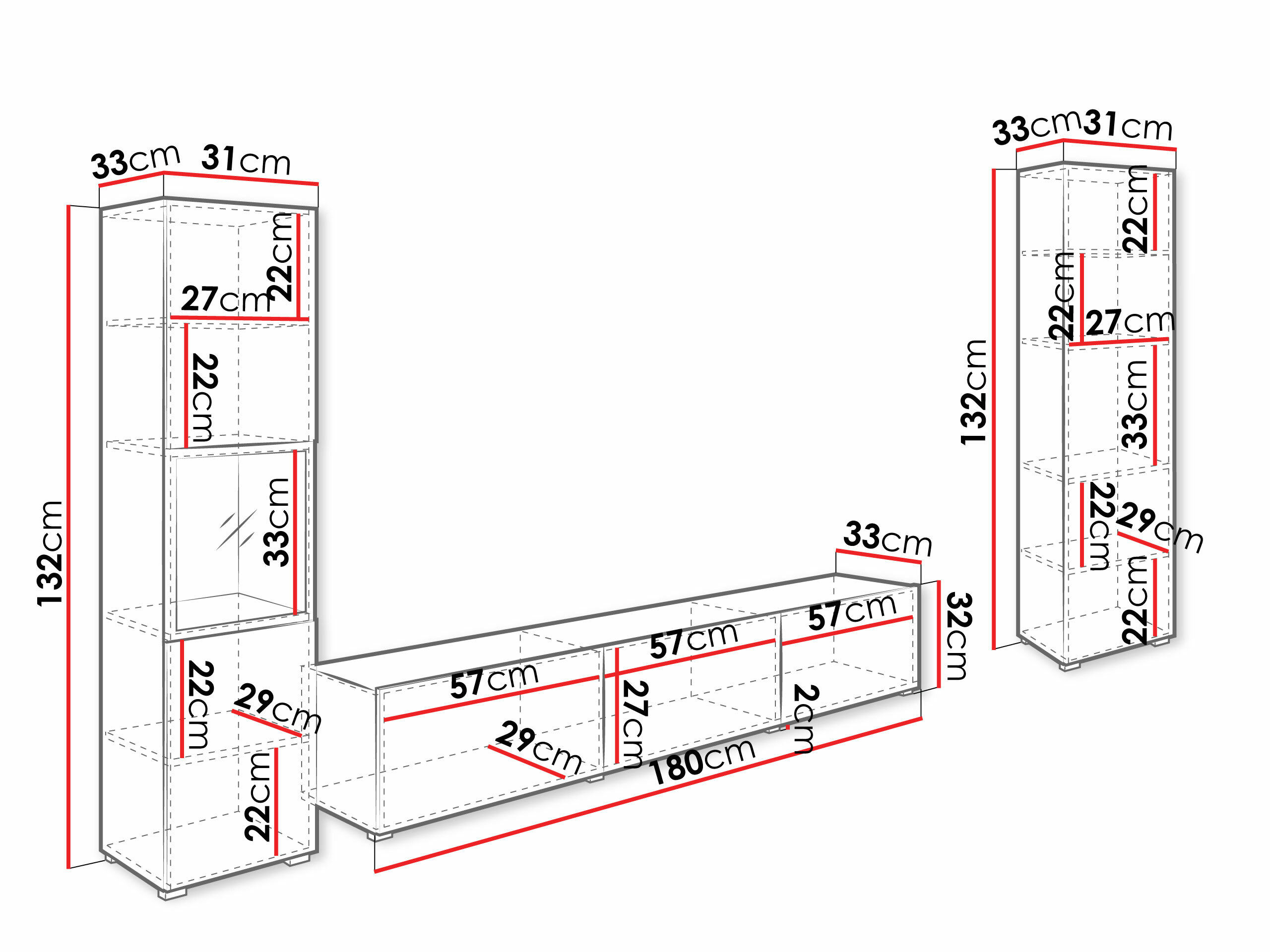 Parete attrezzata Sarasota 193 (Bianco + Quercia di Wotan)