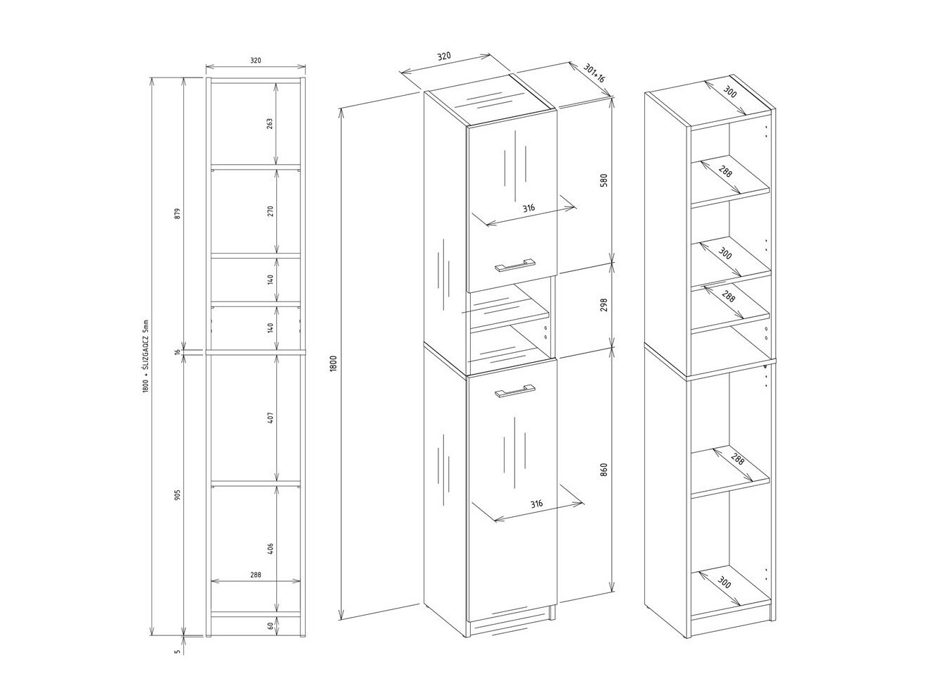 Mobiletto del bagno Mandeville 152 (Bianco)