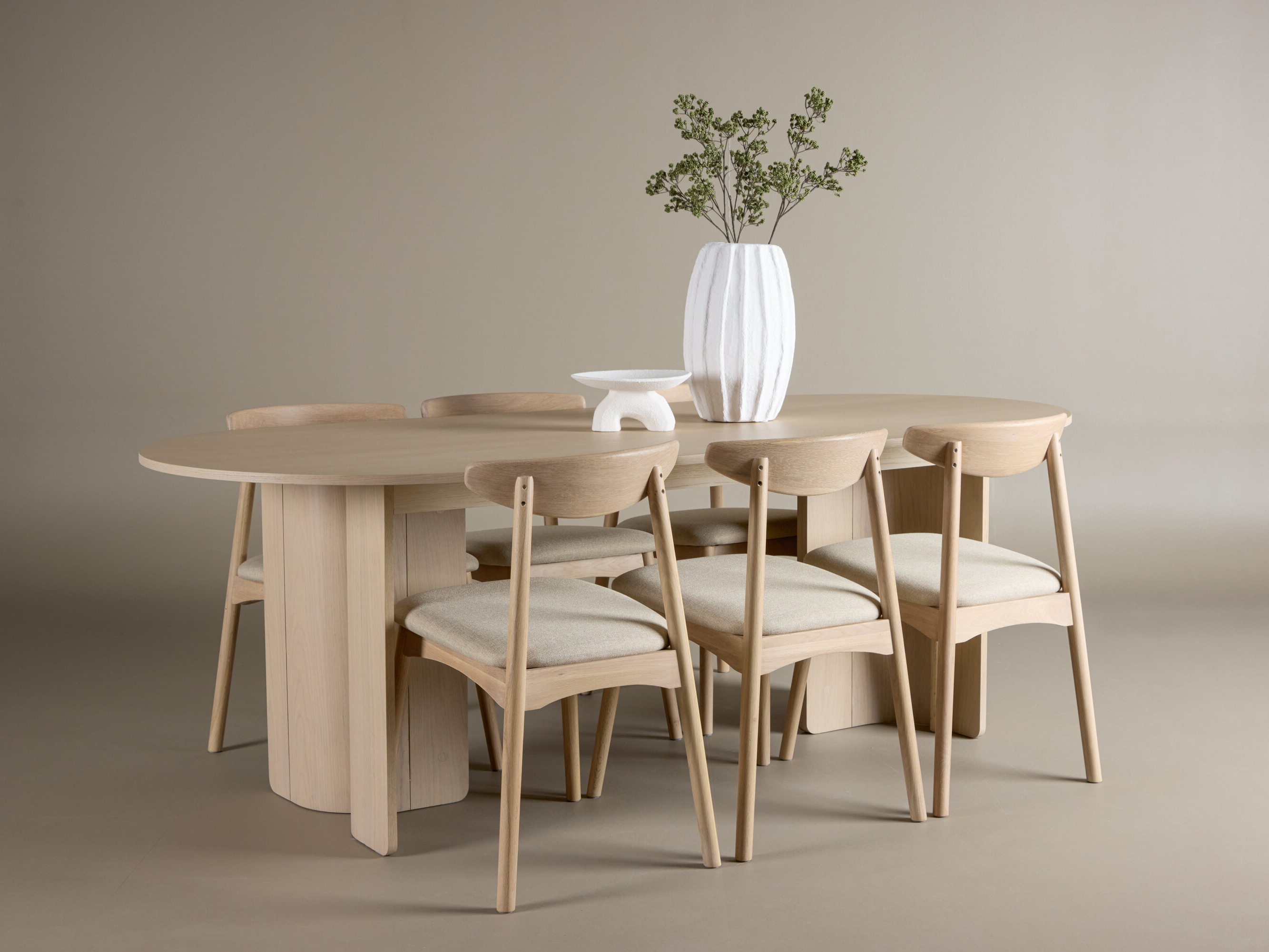 Set sala da pranzo Dallas 5020 (Luminoso legno + Beige)