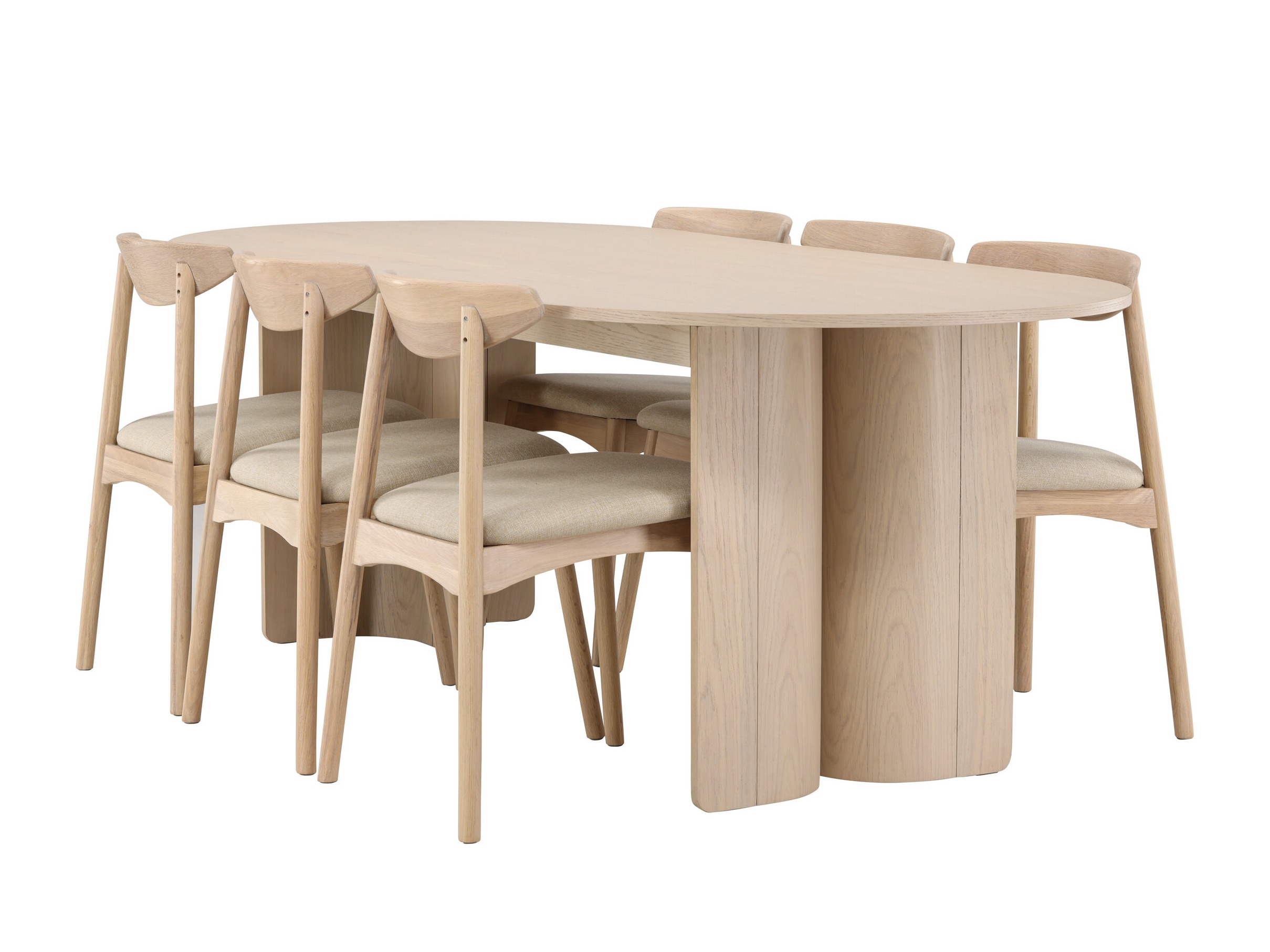 Set sala da pranzo Dallas 5020 (Luminoso legno + Beige)