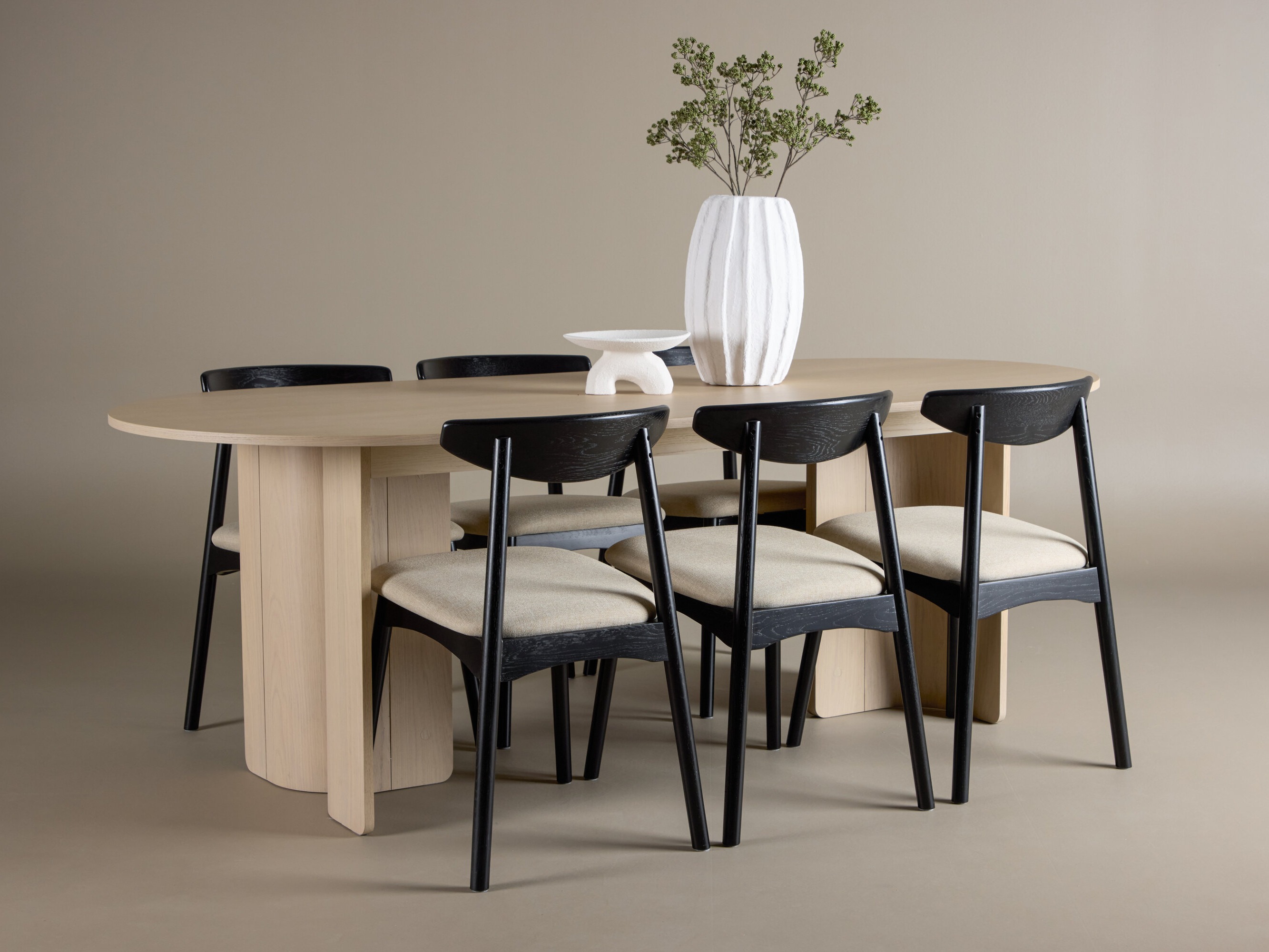 Set sala da pranzo Dallas 5020 (Nero + Beige)