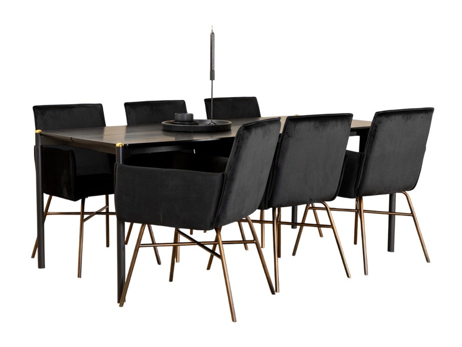 Set sala da pranzo Dallas 5034 (Nero + Rame)