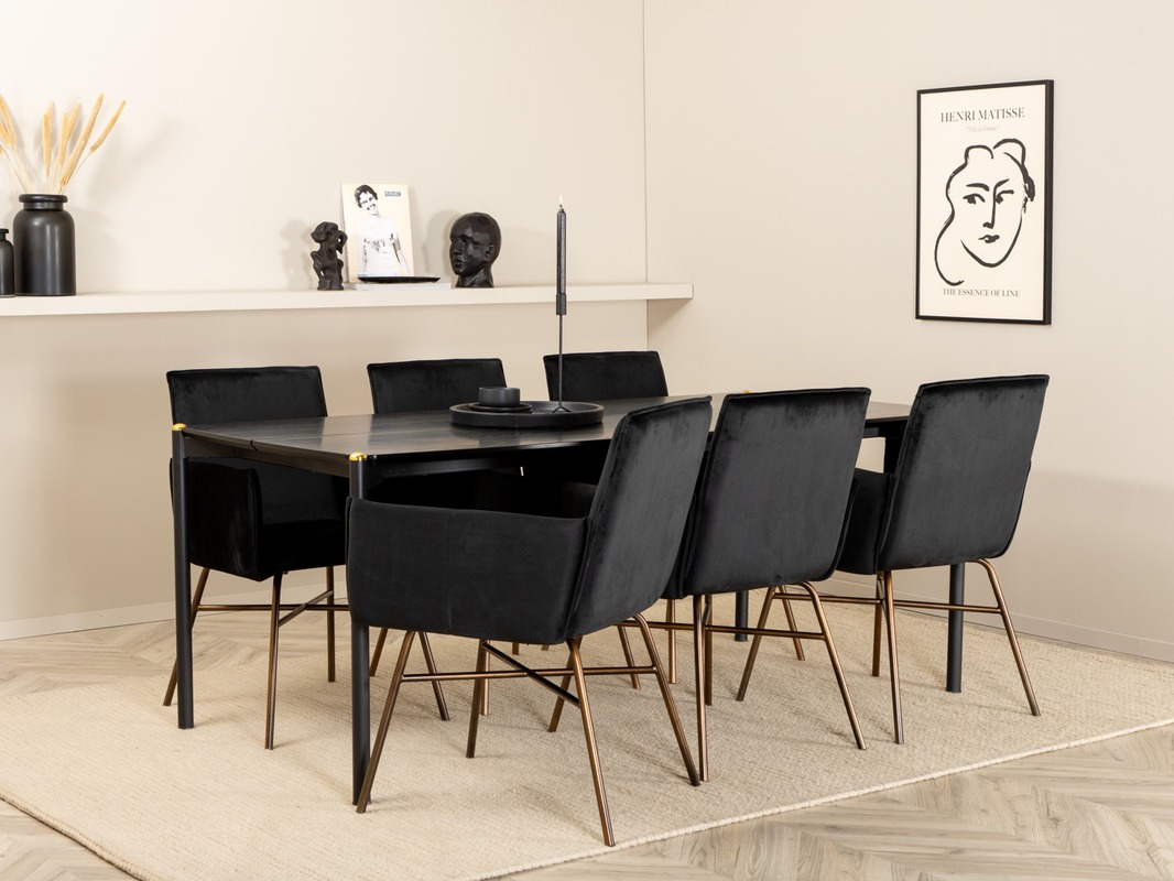 Set sala da pranzo Dallas 5034 (Nero + Rame)