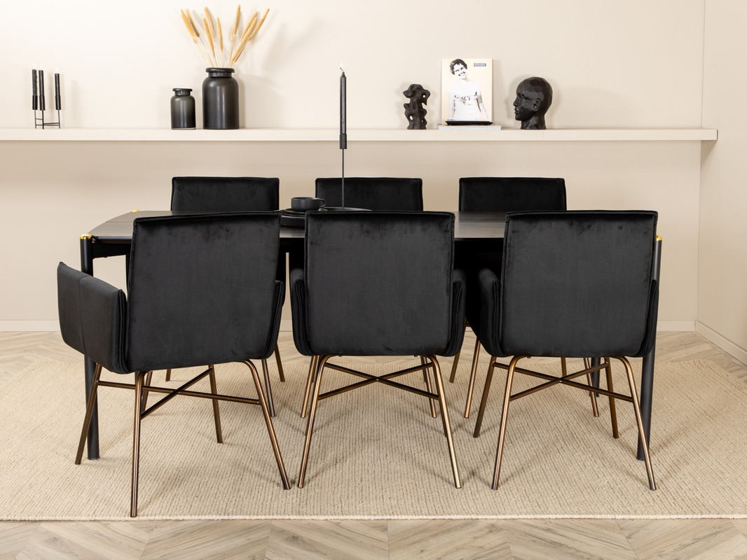 Set sala da pranzo Dallas 5034 (Nero + Rame)