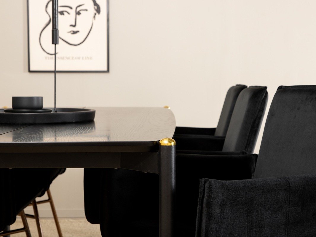 Set sala da pranzo Dallas 5034 (Nero + Rame)