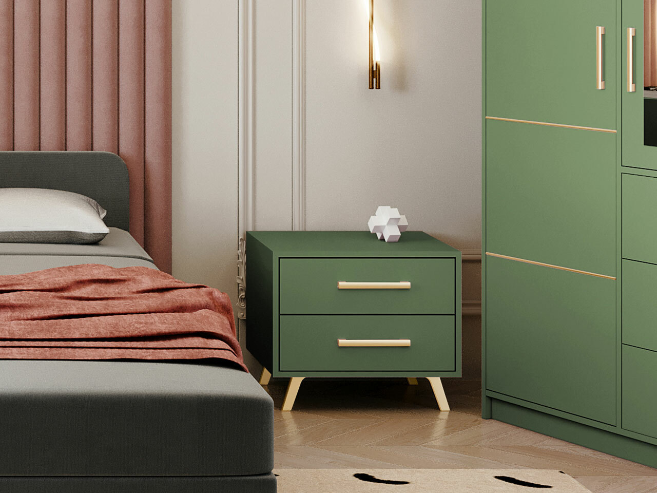 Comodino Rosa (Verde + D'oro)