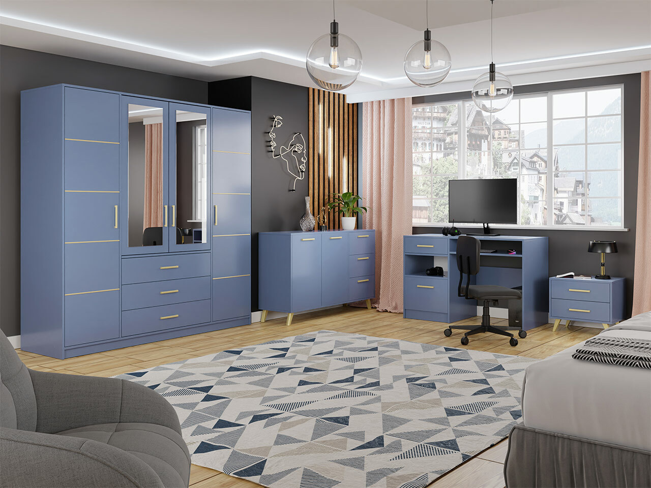 Cassettiera Delbalo 103 (Blu + D'oro)