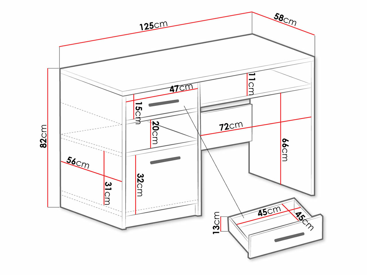 Scrivania da ufficio Dortivu (Bianco)
