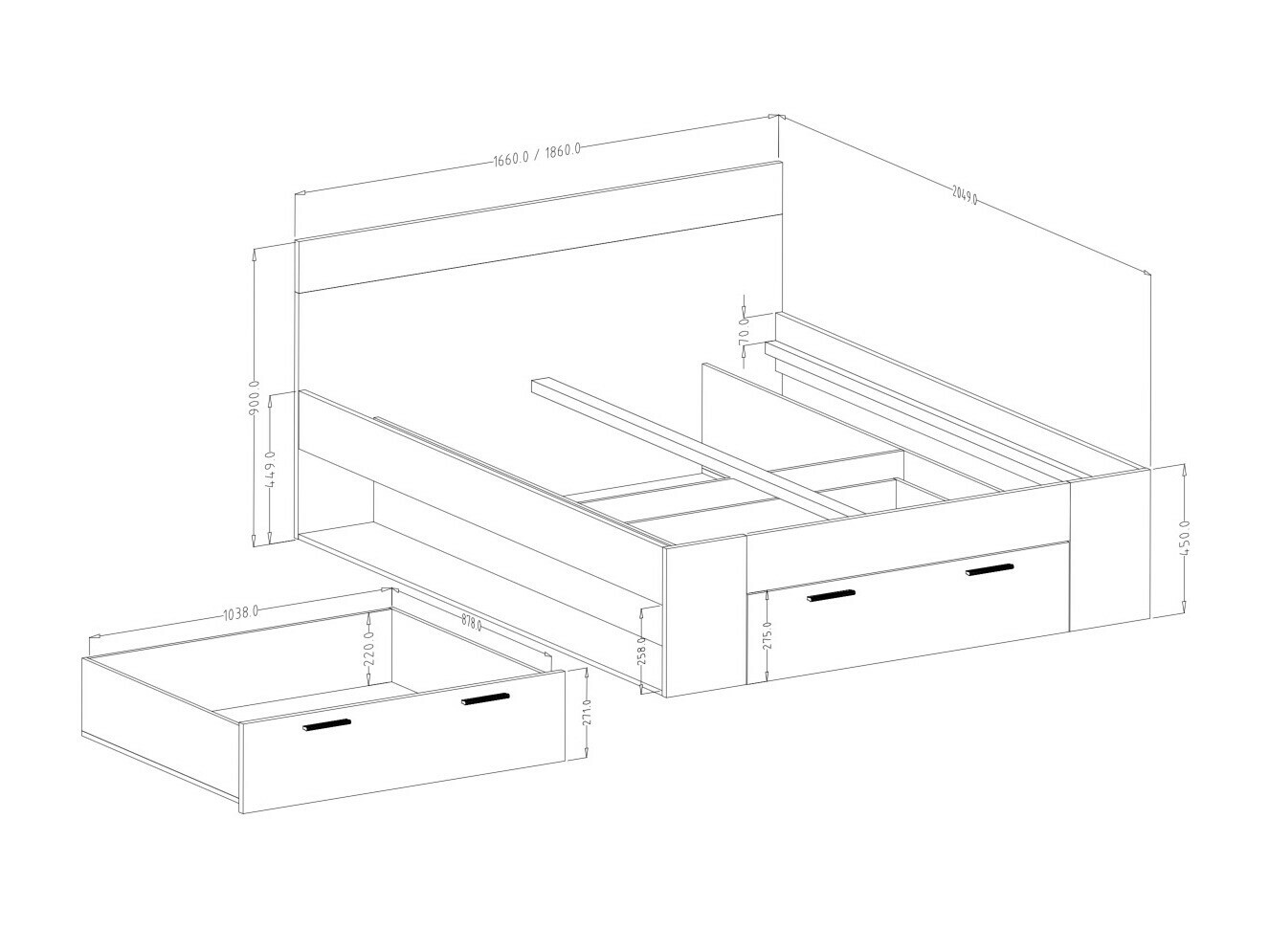 Letto Melvele 108 (Quercia del Monastery + Nero)