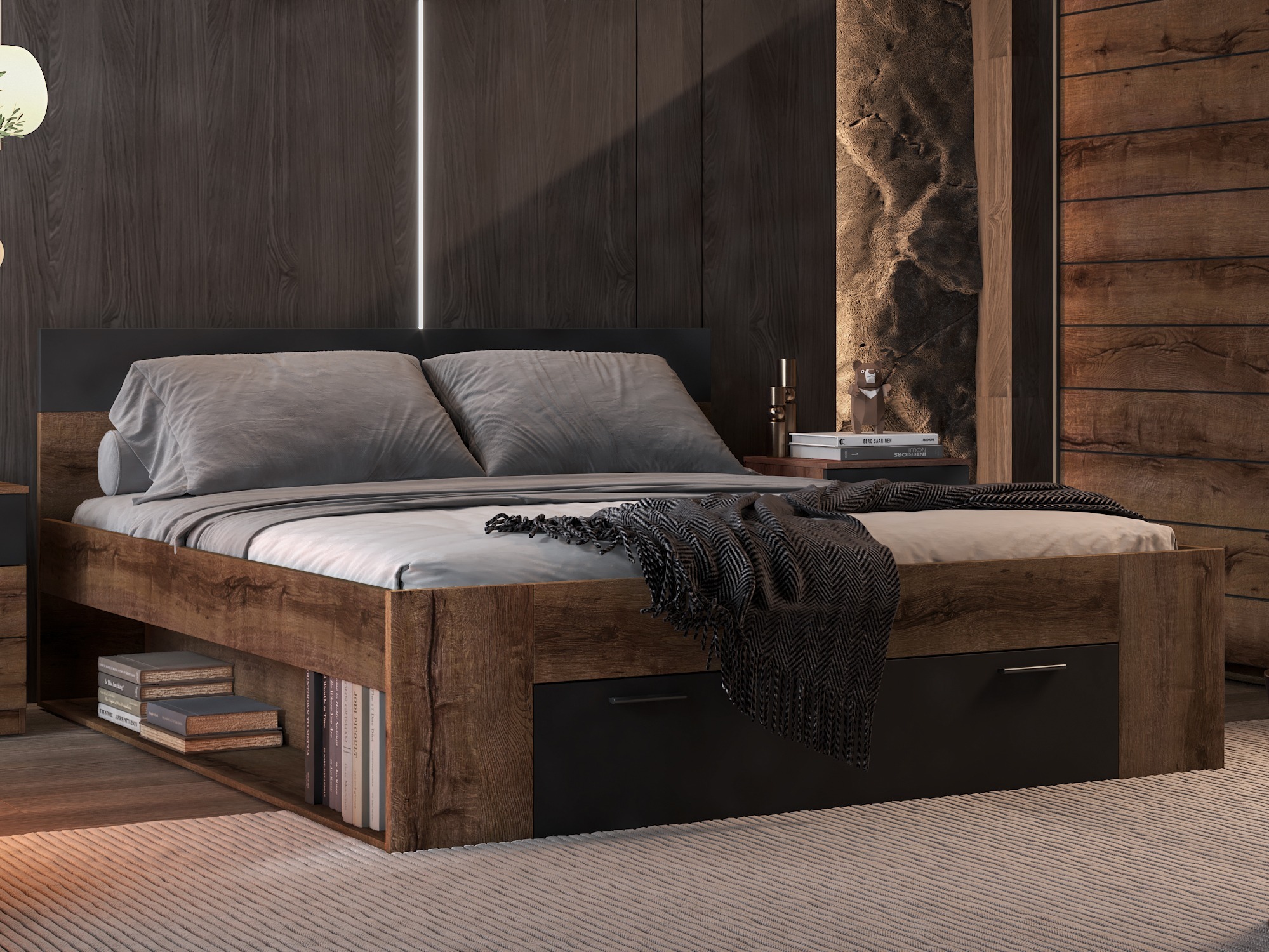 Letto Melvele 108 (Quercia del Monastery + Nero)