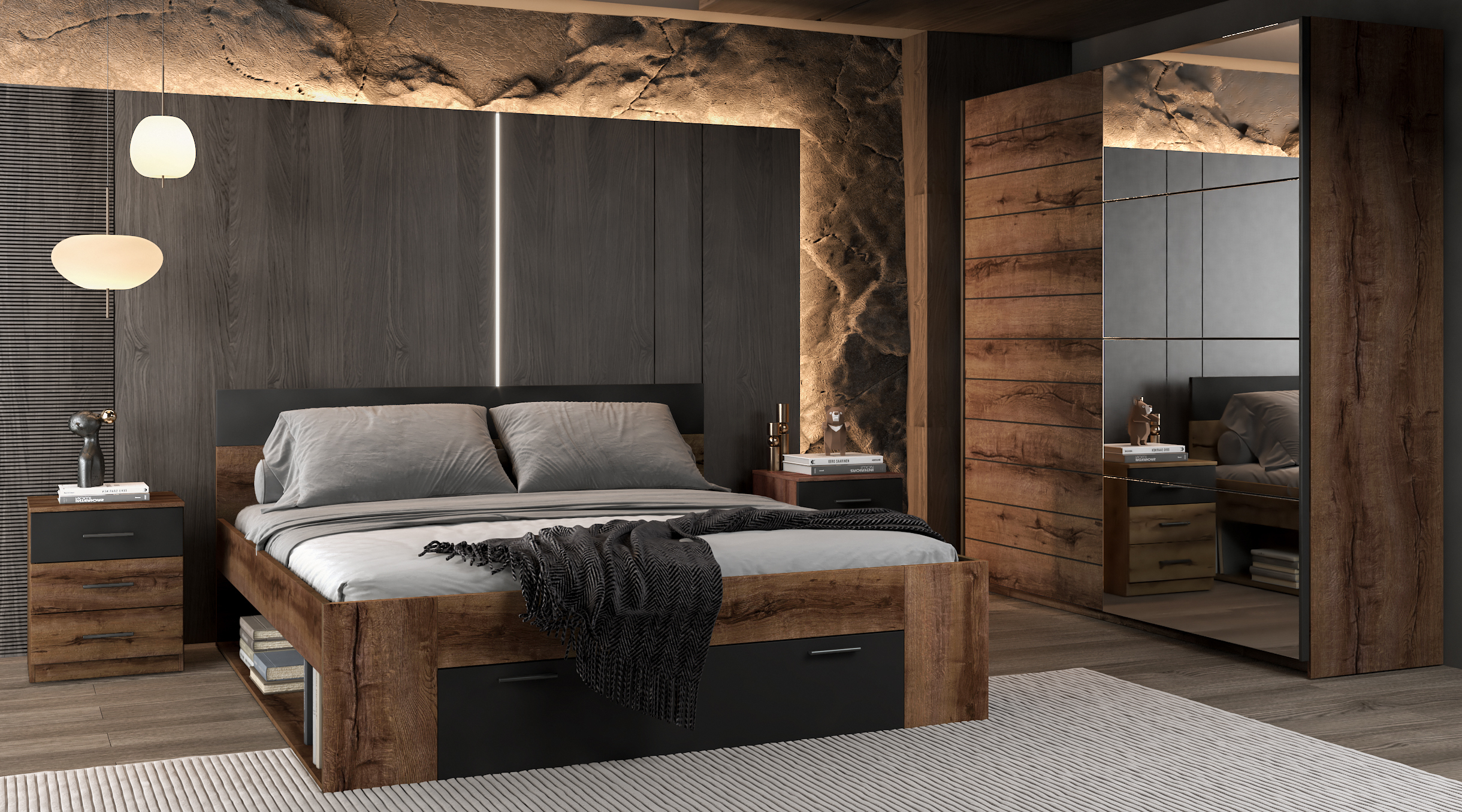 Letto Melvele 108 (Quercia del Monastery + Nero)