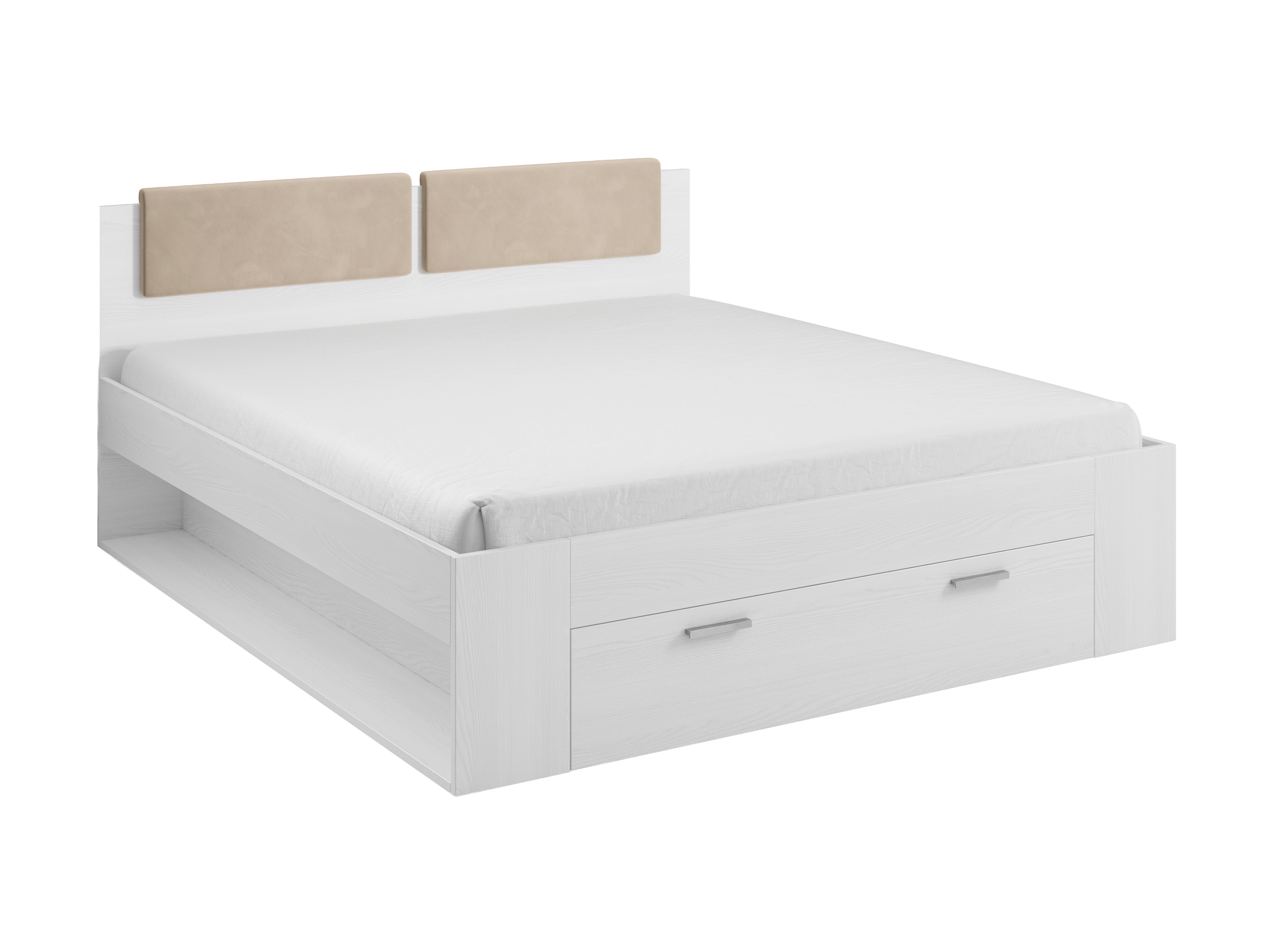 Letto Levruvu 106 (Frassino sbiancato + Beige)