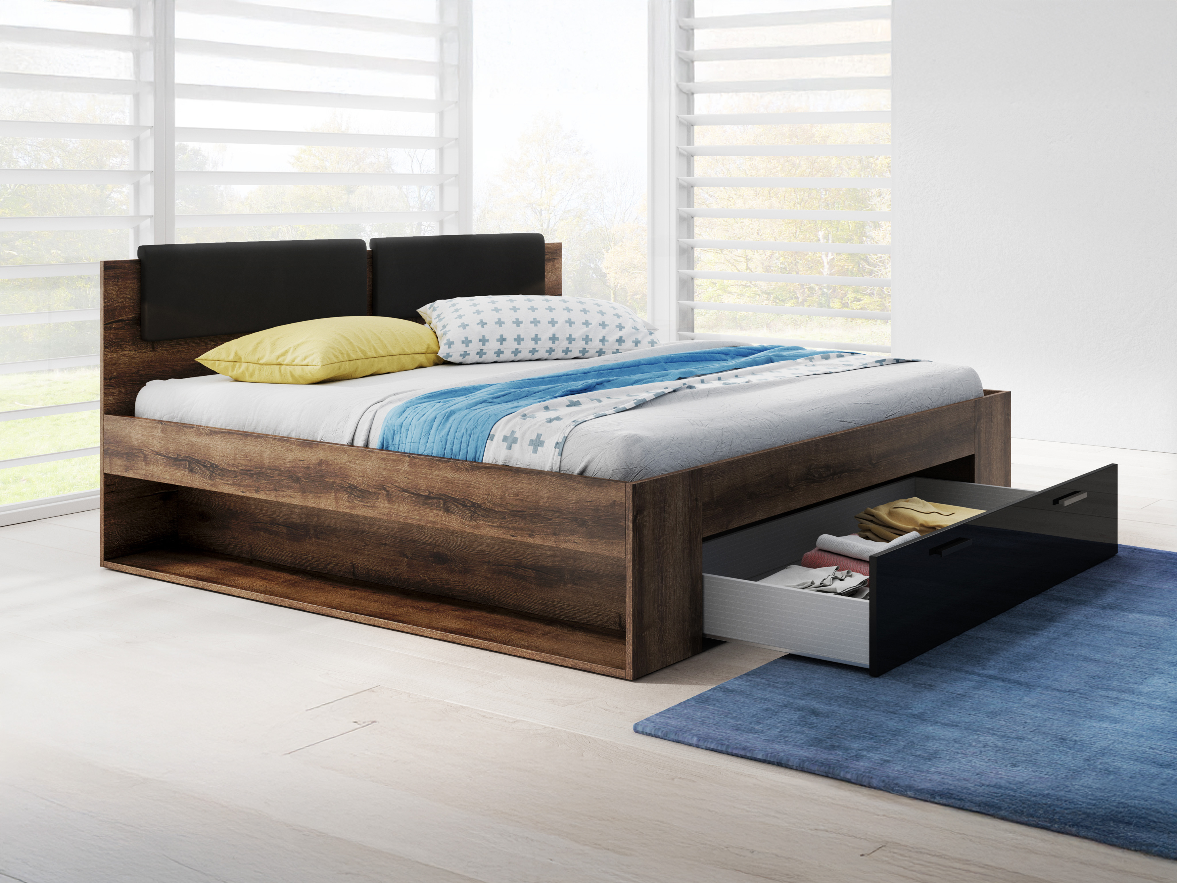 Letto Levruvu 106 (Quercia del Monastery + Nero lucido)