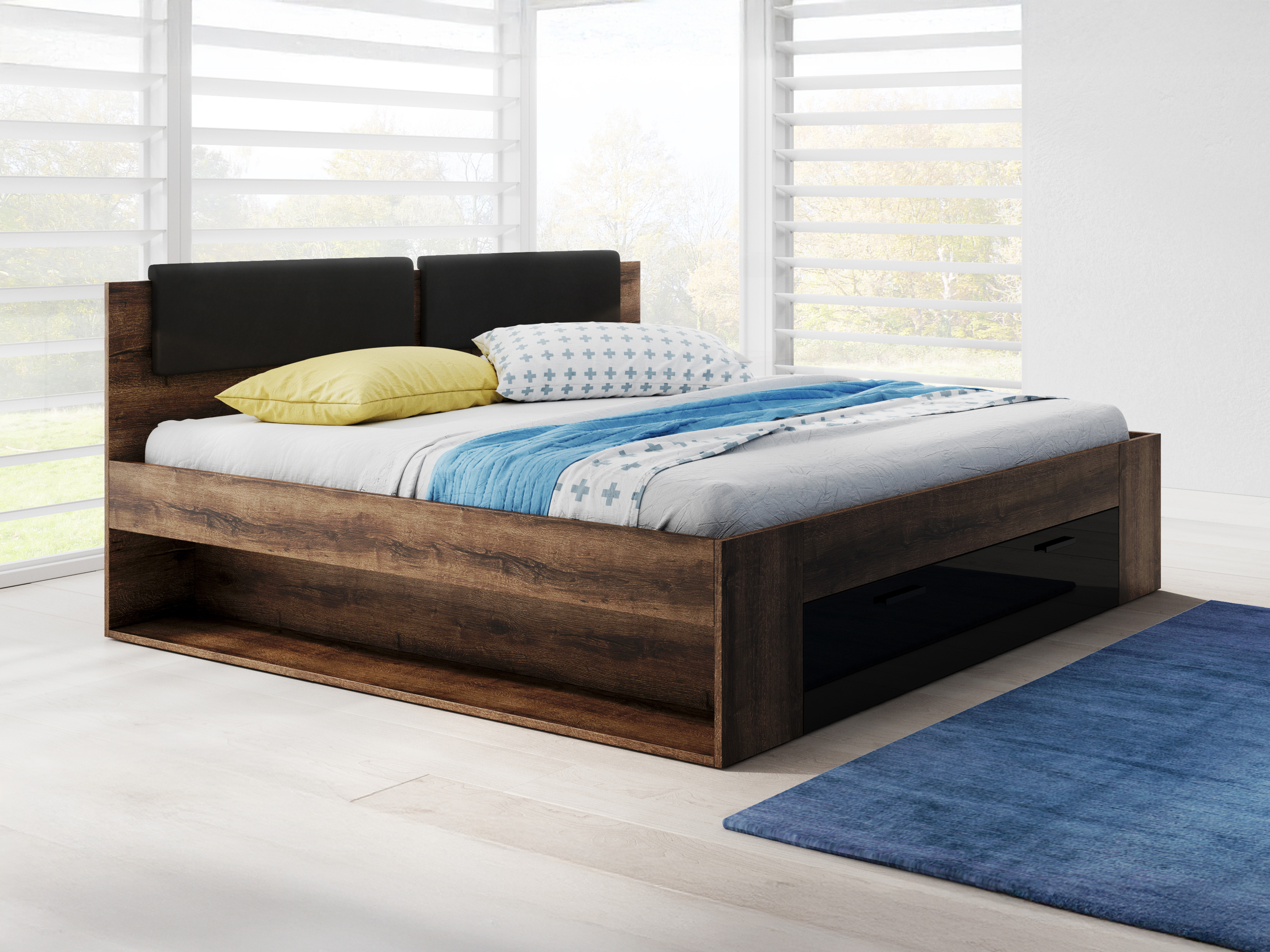 Letto Levruvu 106 (Quercia del Monastery + Nero lucido)