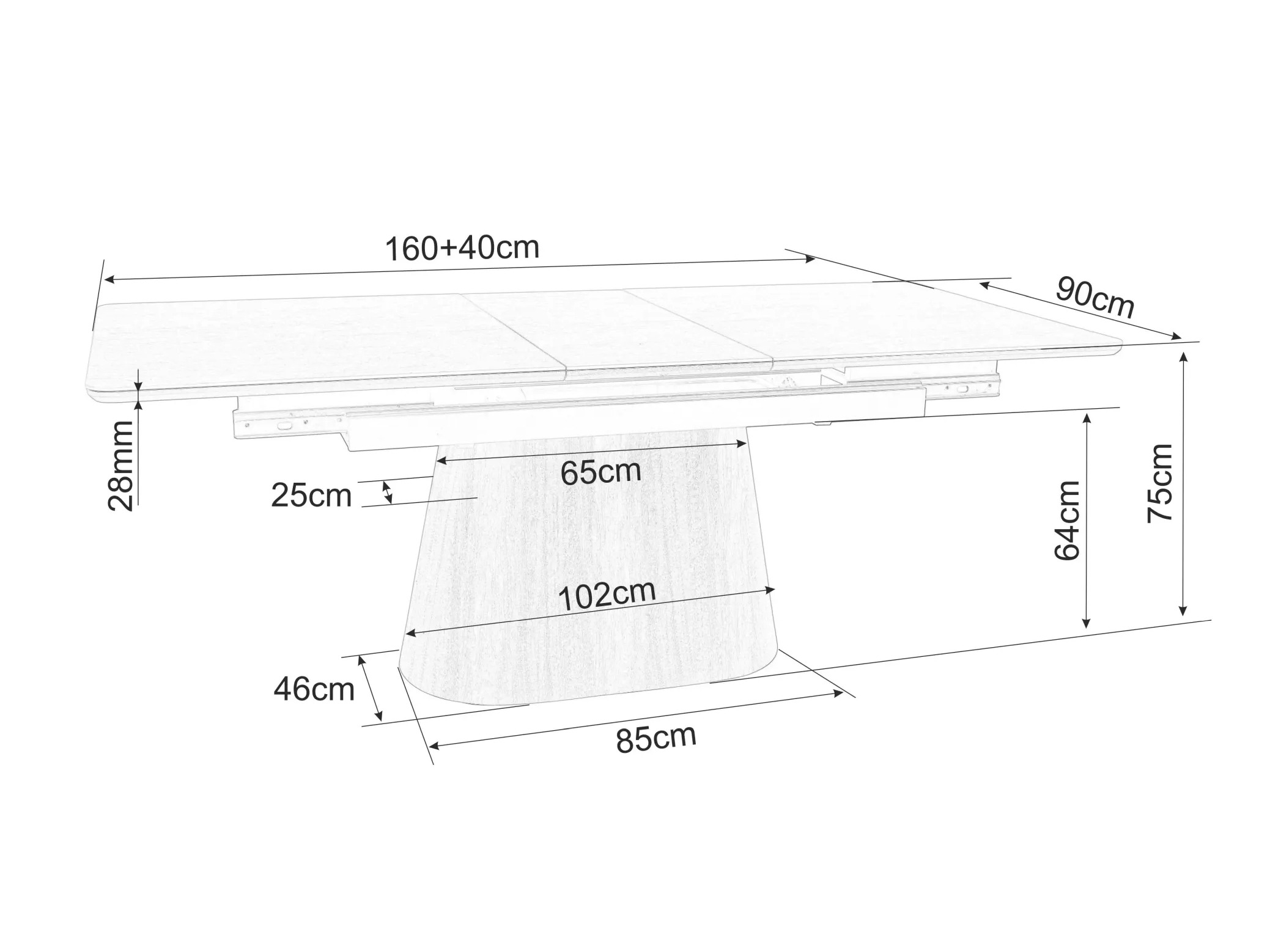 Tavolo Detroit 932 (Nero + Noce)