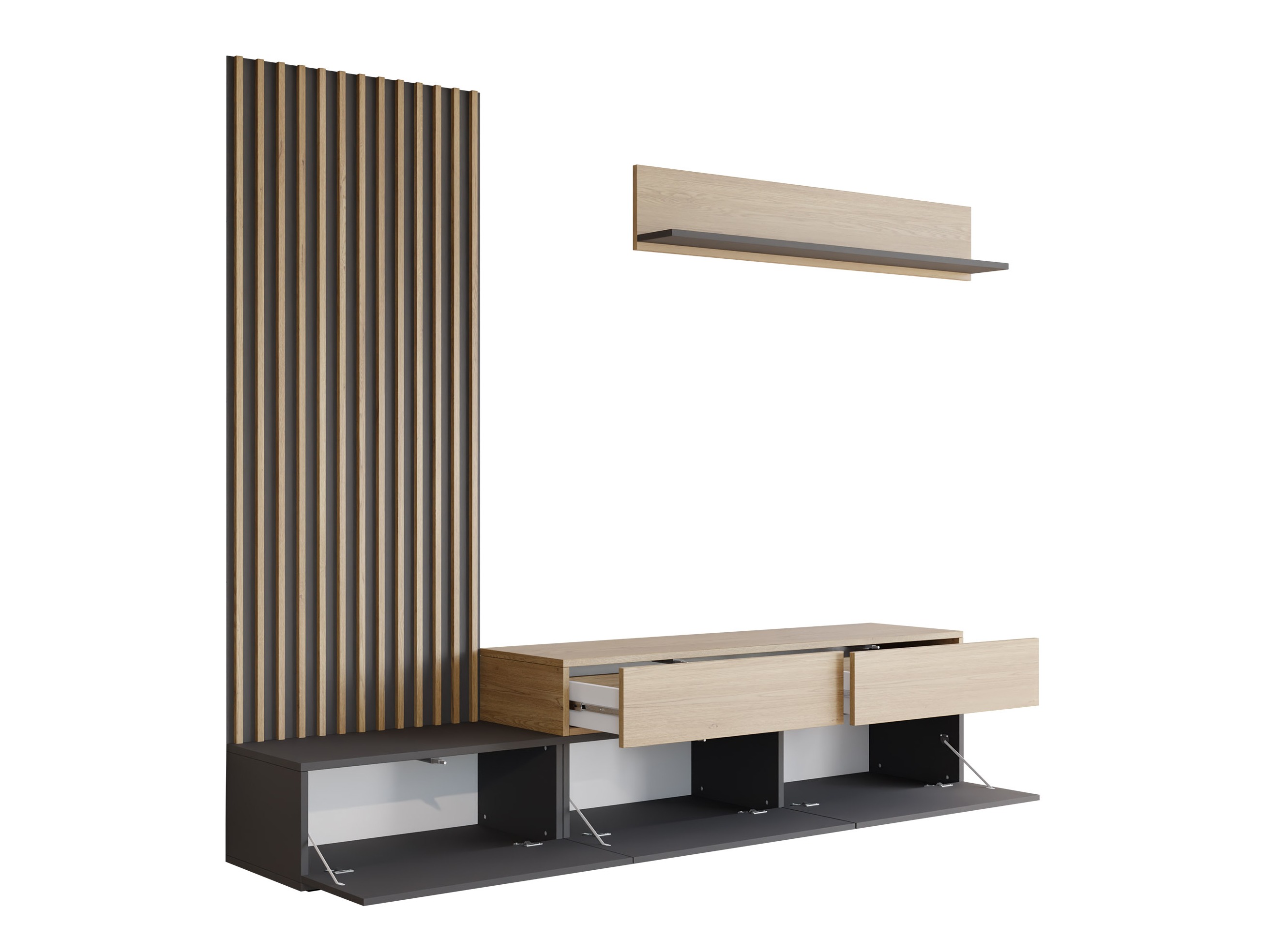 Parete attrezzata Comfivo 496 (Grafite + Quercia)