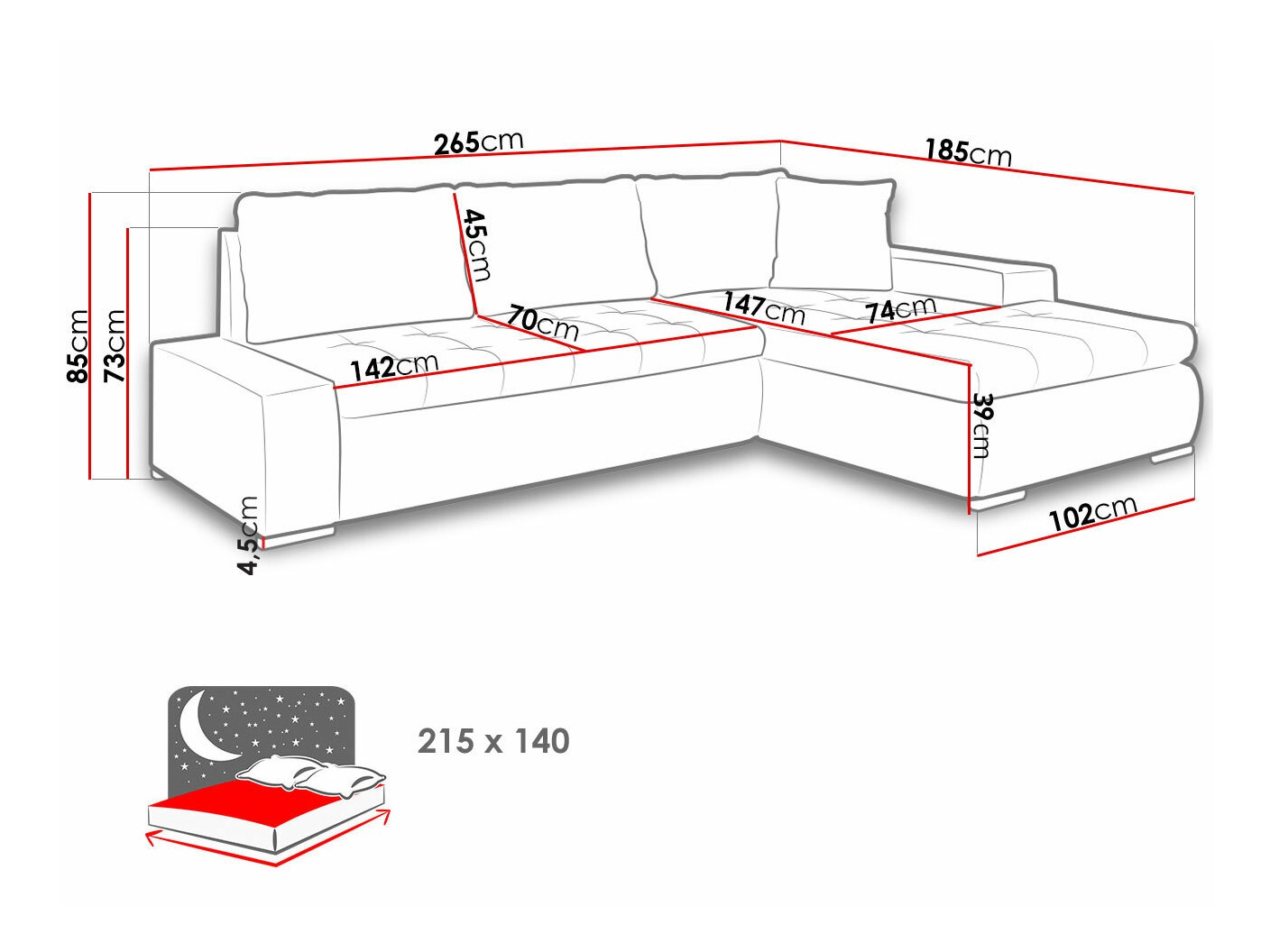 Divano angolare Comfivo Nitor I (Lux 05 + Lux 06)