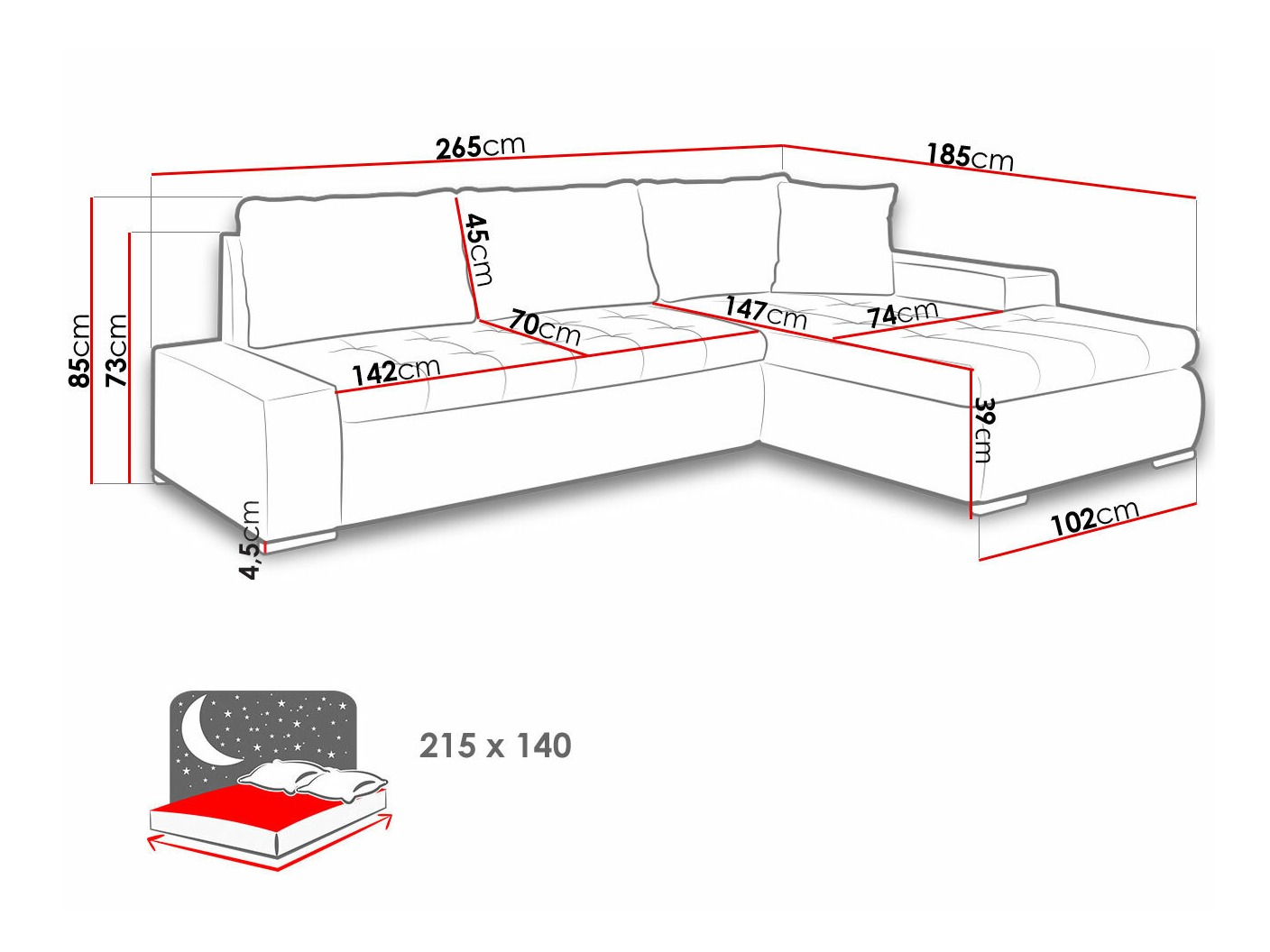 Divano angolare Comfivo Nitor I (Soft 011 + Lux 06)