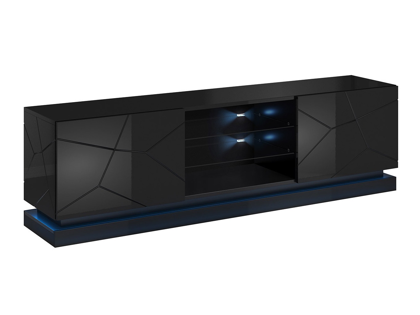 Mobile porta TV Charlotte 128 (Nero + Nero lucido)