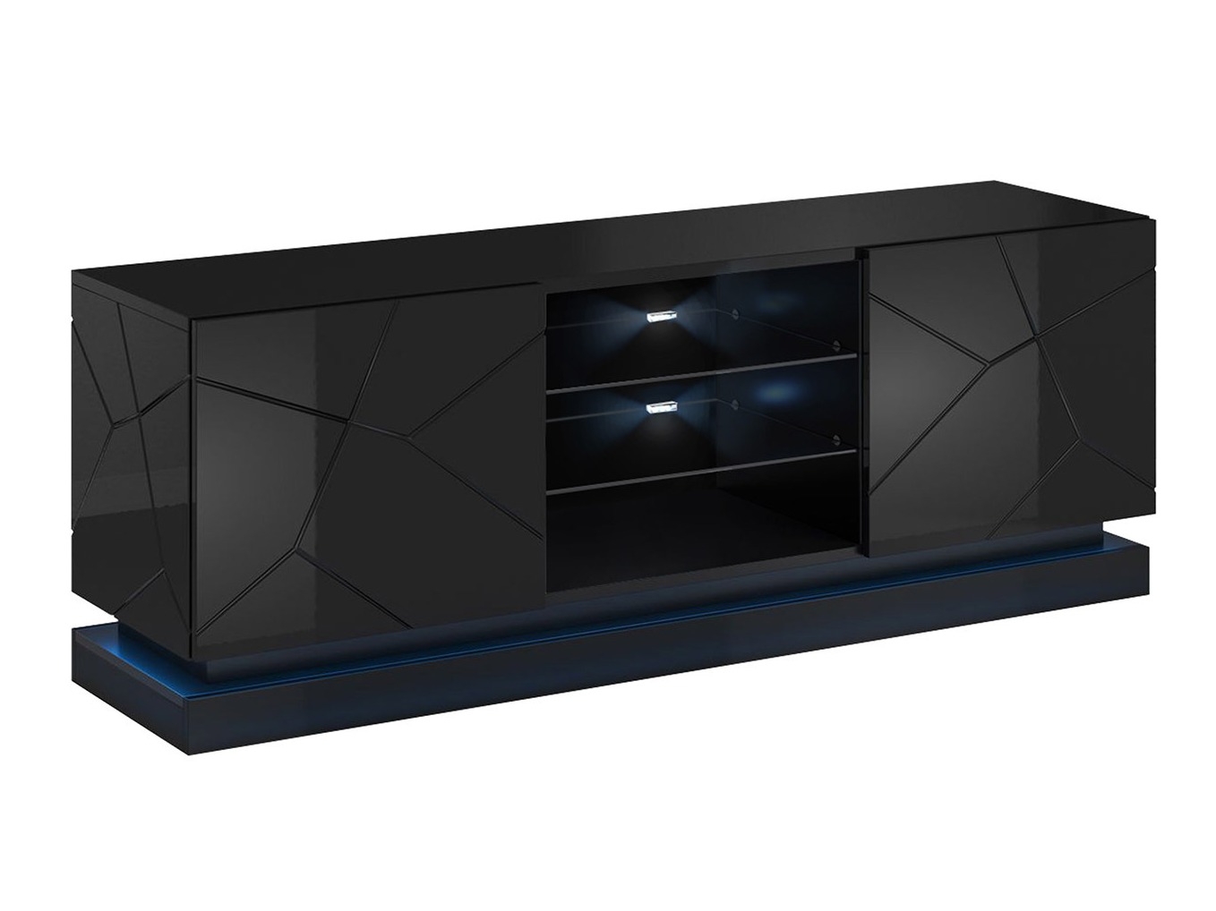 Mobile porta TV Linar (Nero + Nero lucido)