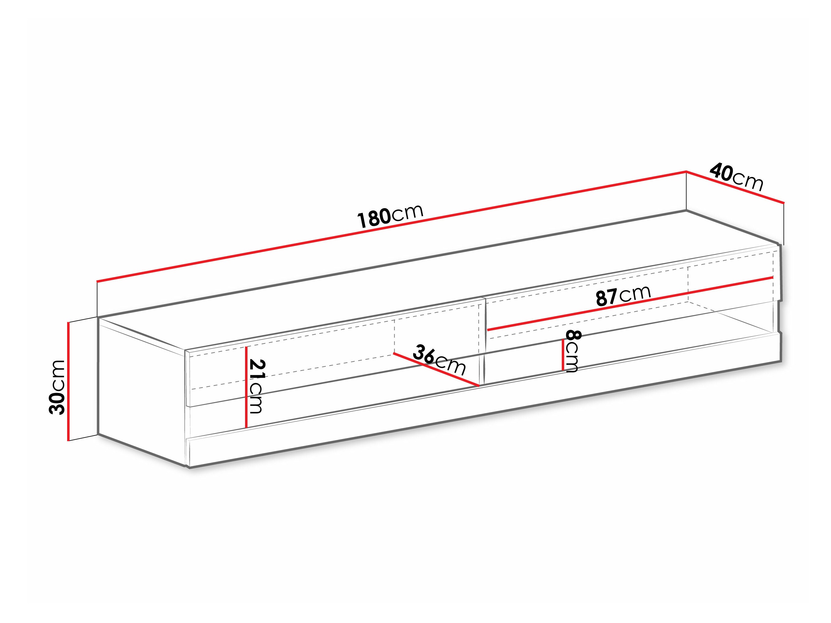 Mobile porta TV Vilrin (Bianco + Bianco lucido)