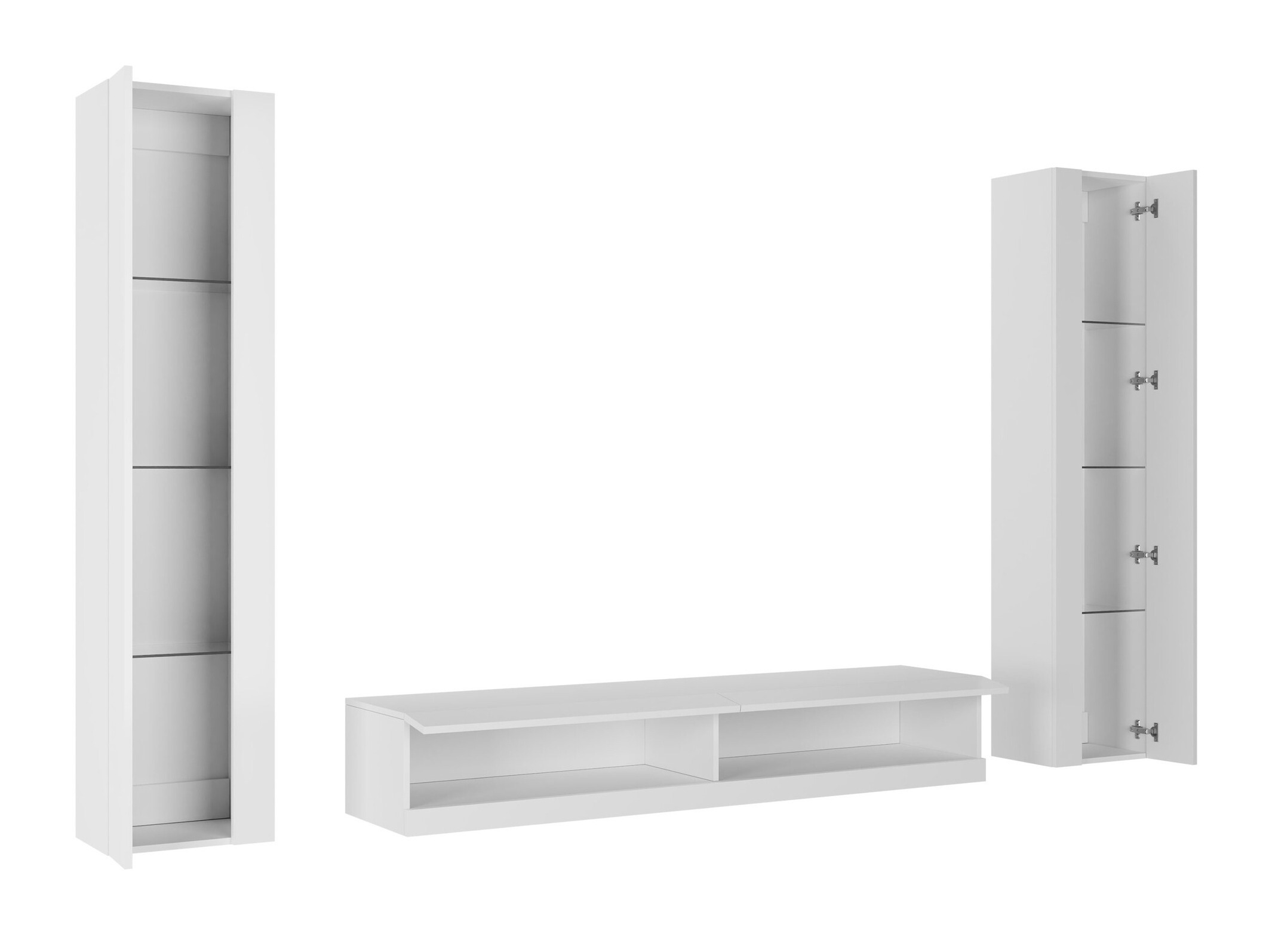 Parete attrezzata Vilrin V (Bianco + Bianco lucido)