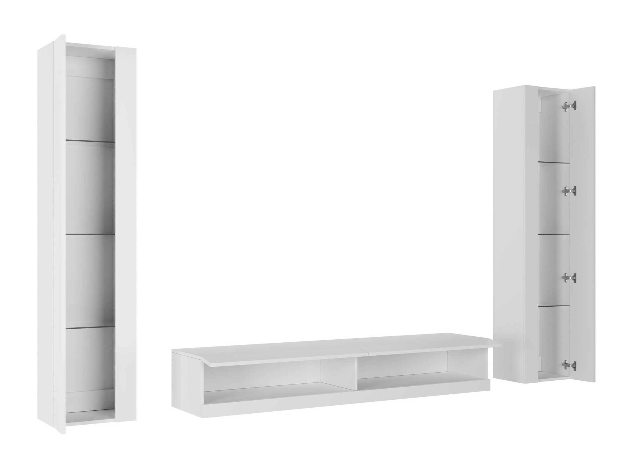 Parete attrezzata Vilrin V (Bianco + Bianco lucido)