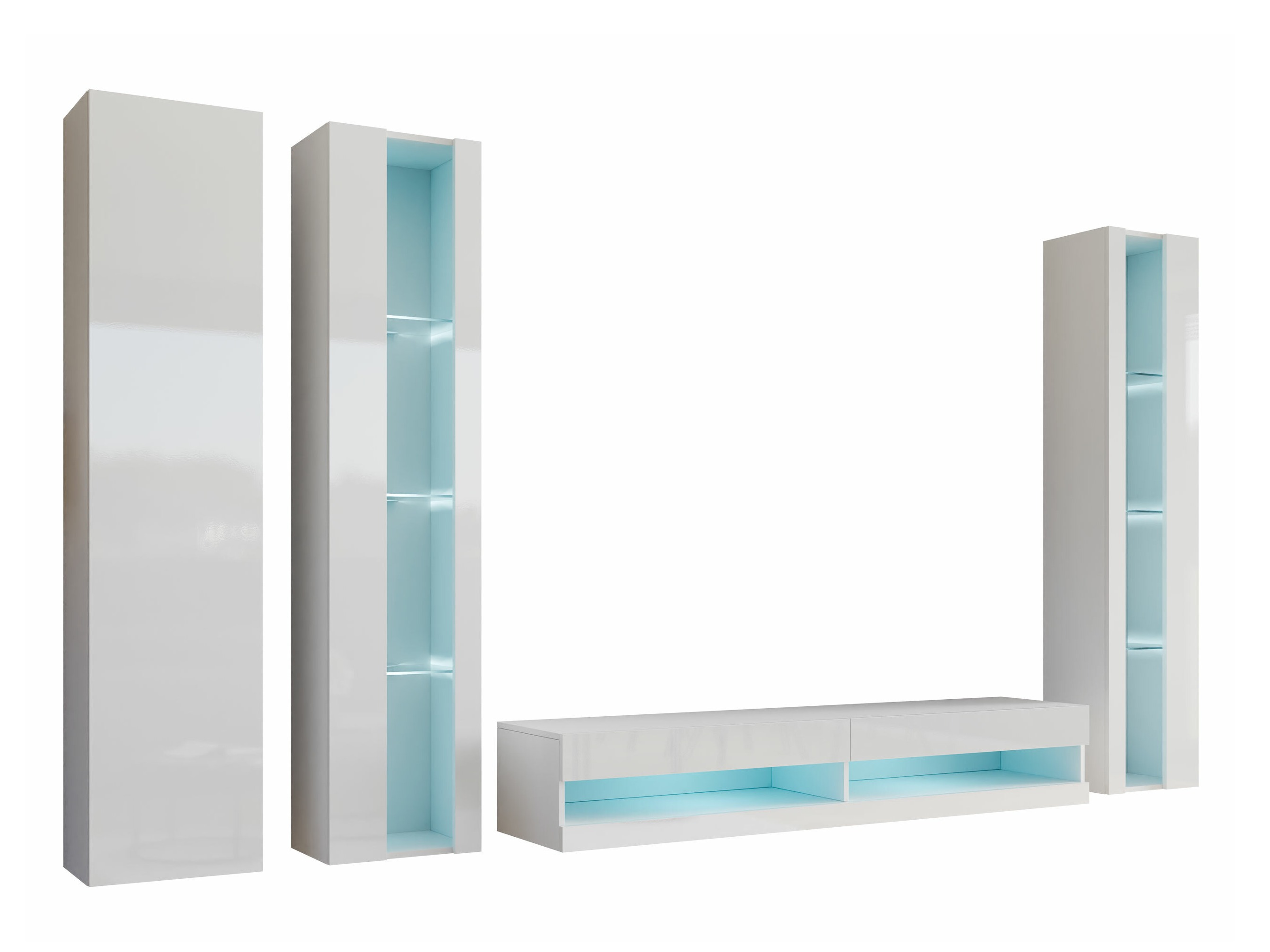 Parete attrezzata Vilrin VII (Bianco + Bianco lucido)