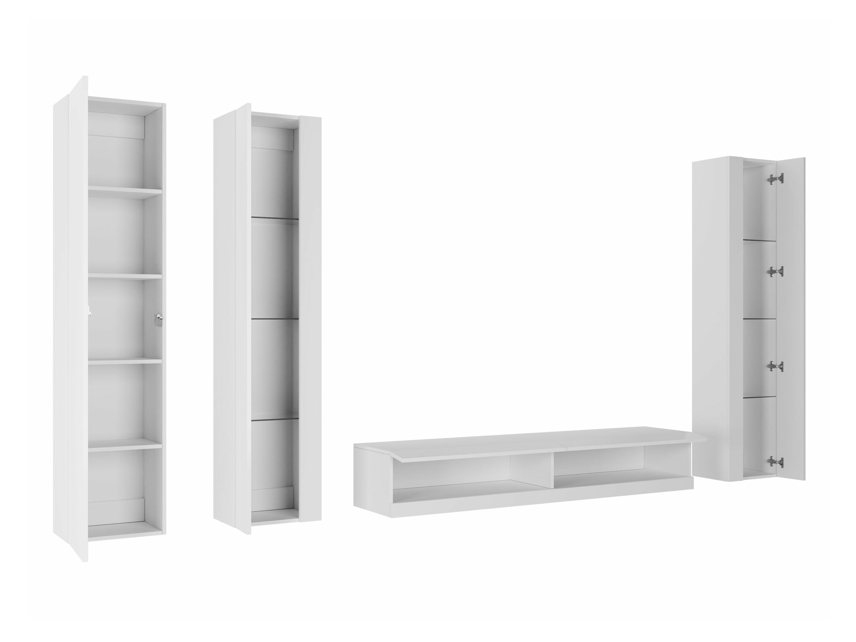 Parete attrezzata Vilrin VII (Bianco + Bianco lucido)