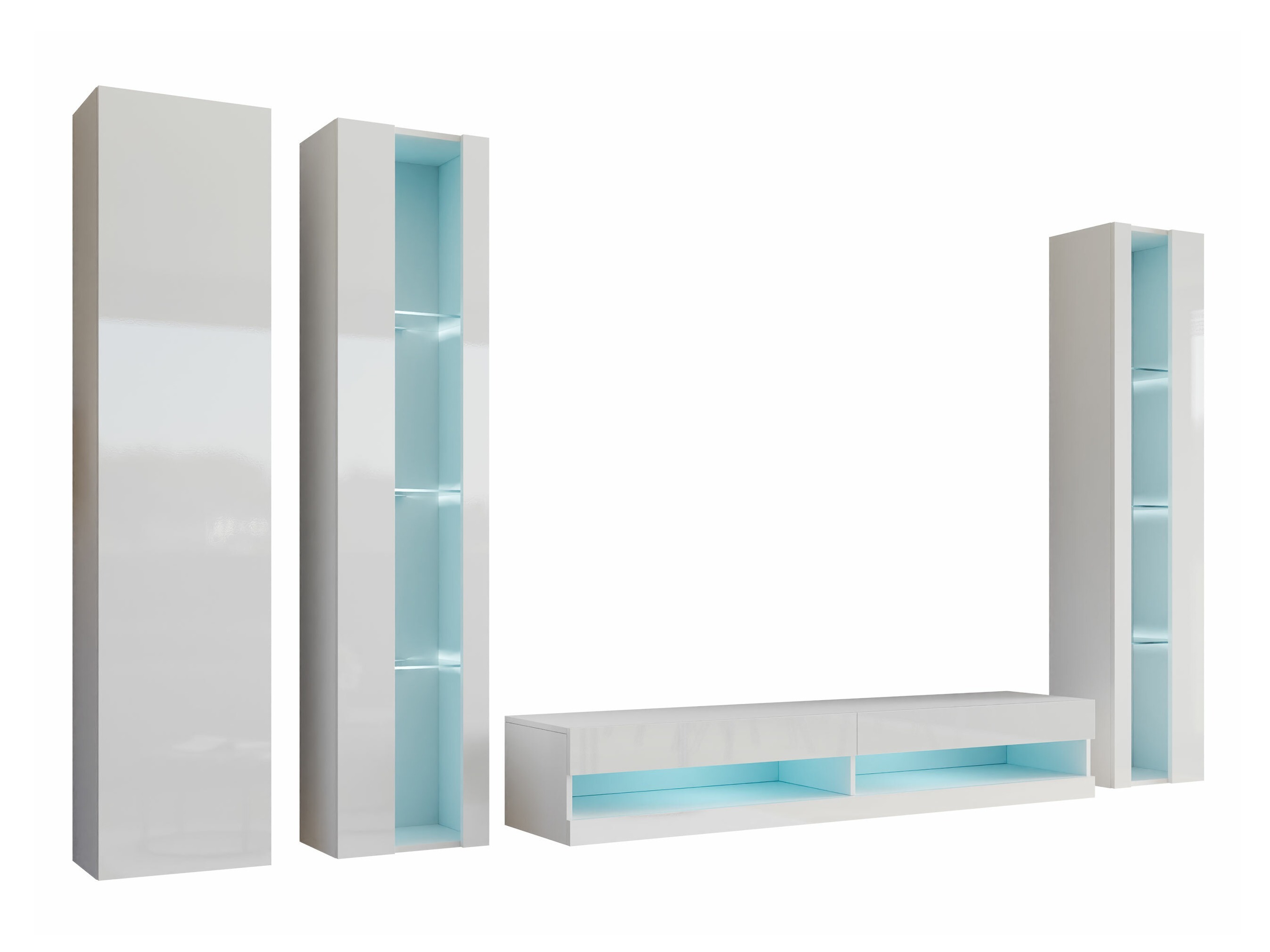 Parete attrezzata Vilrin VII (Bianco + Bianco lucido)