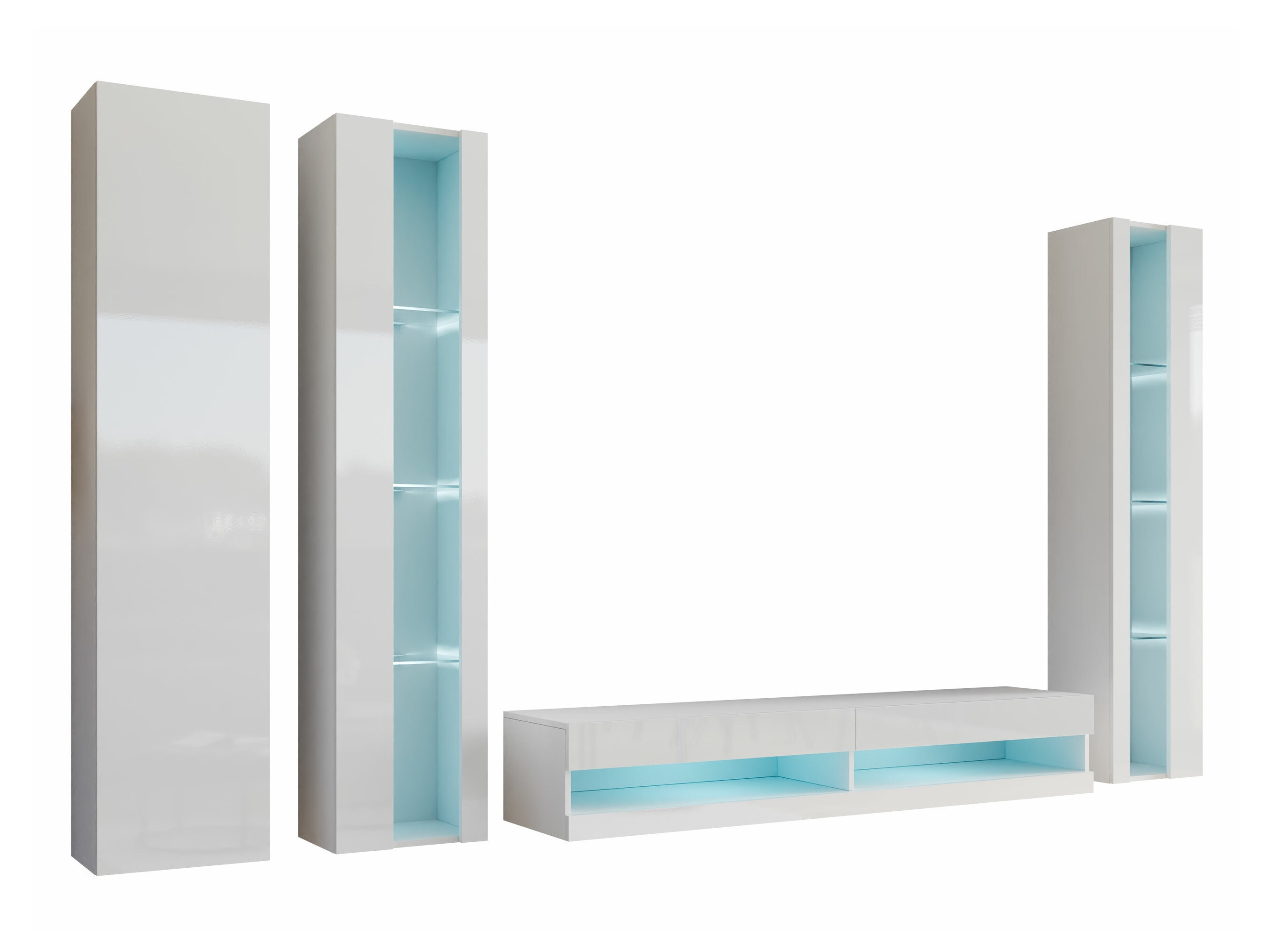 Parete attrezzata Vilrin VII (Bianco + Bianco lucido)