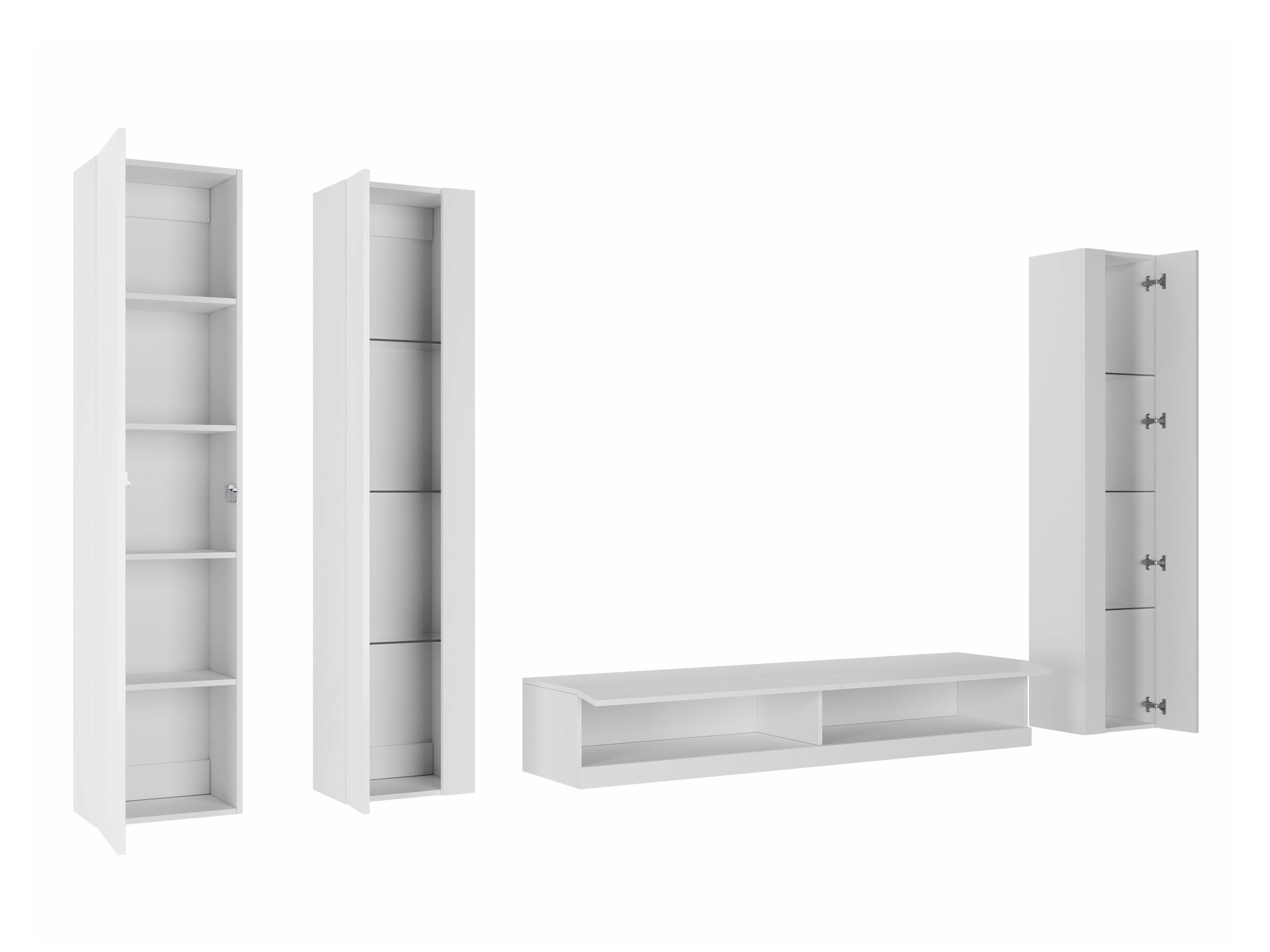 Parete attrezzata Vilrin VII (Bianco + Bianco lucido)
