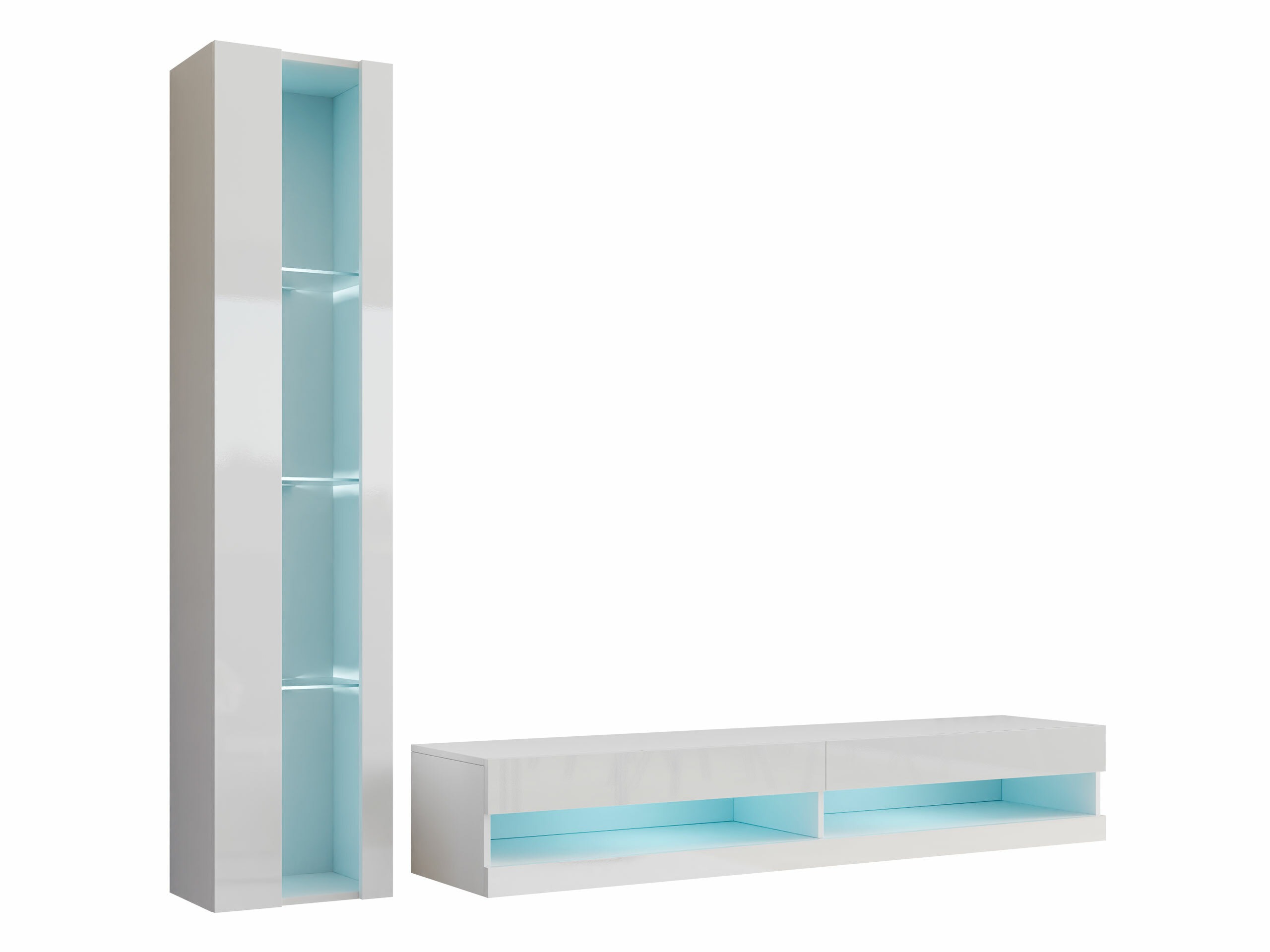 Parete attrezzata Vilrin VIII (Bianco + Bianco lucido)