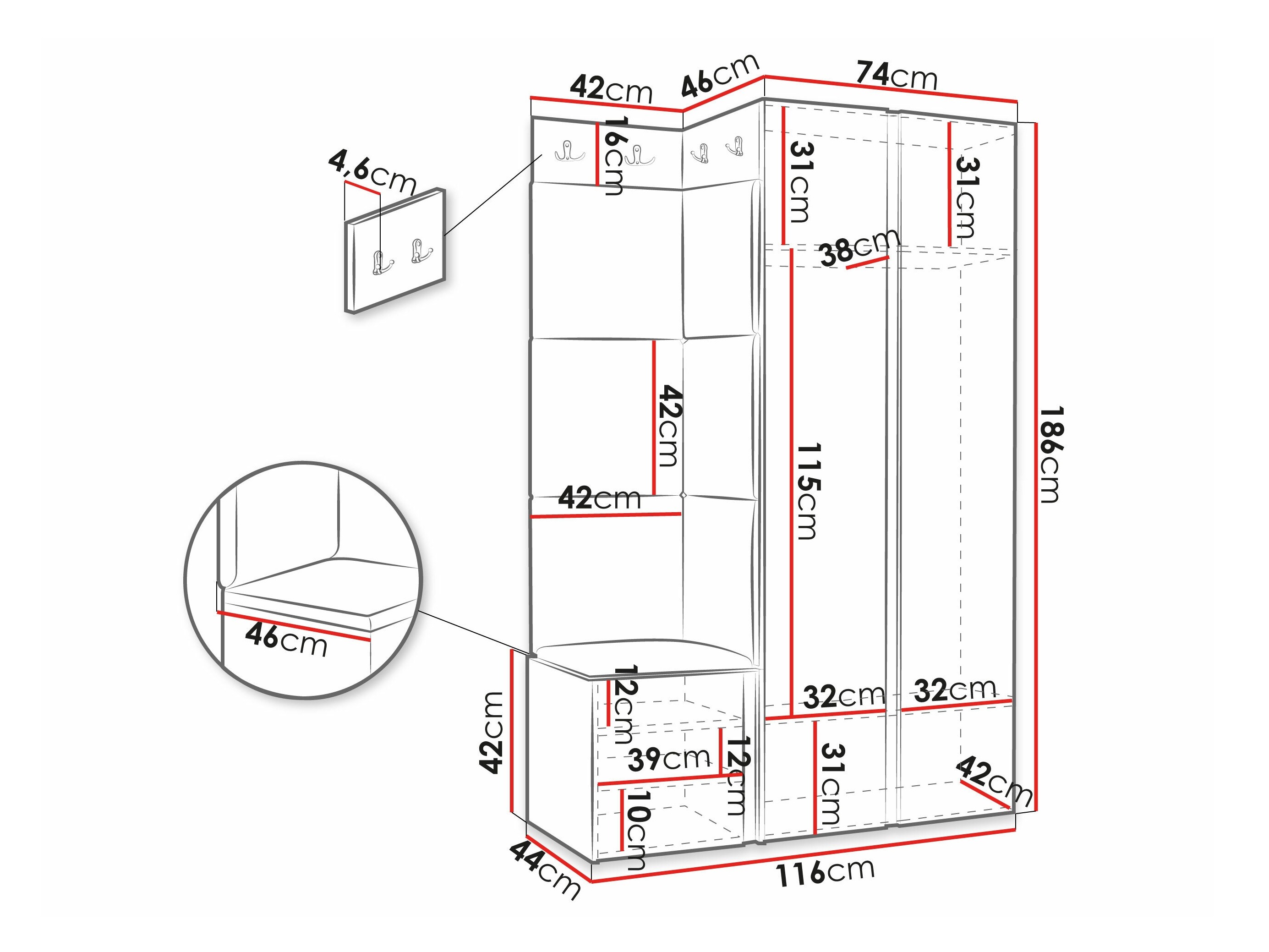 Set arredo da corridoio Hartford 387 (Bianco)