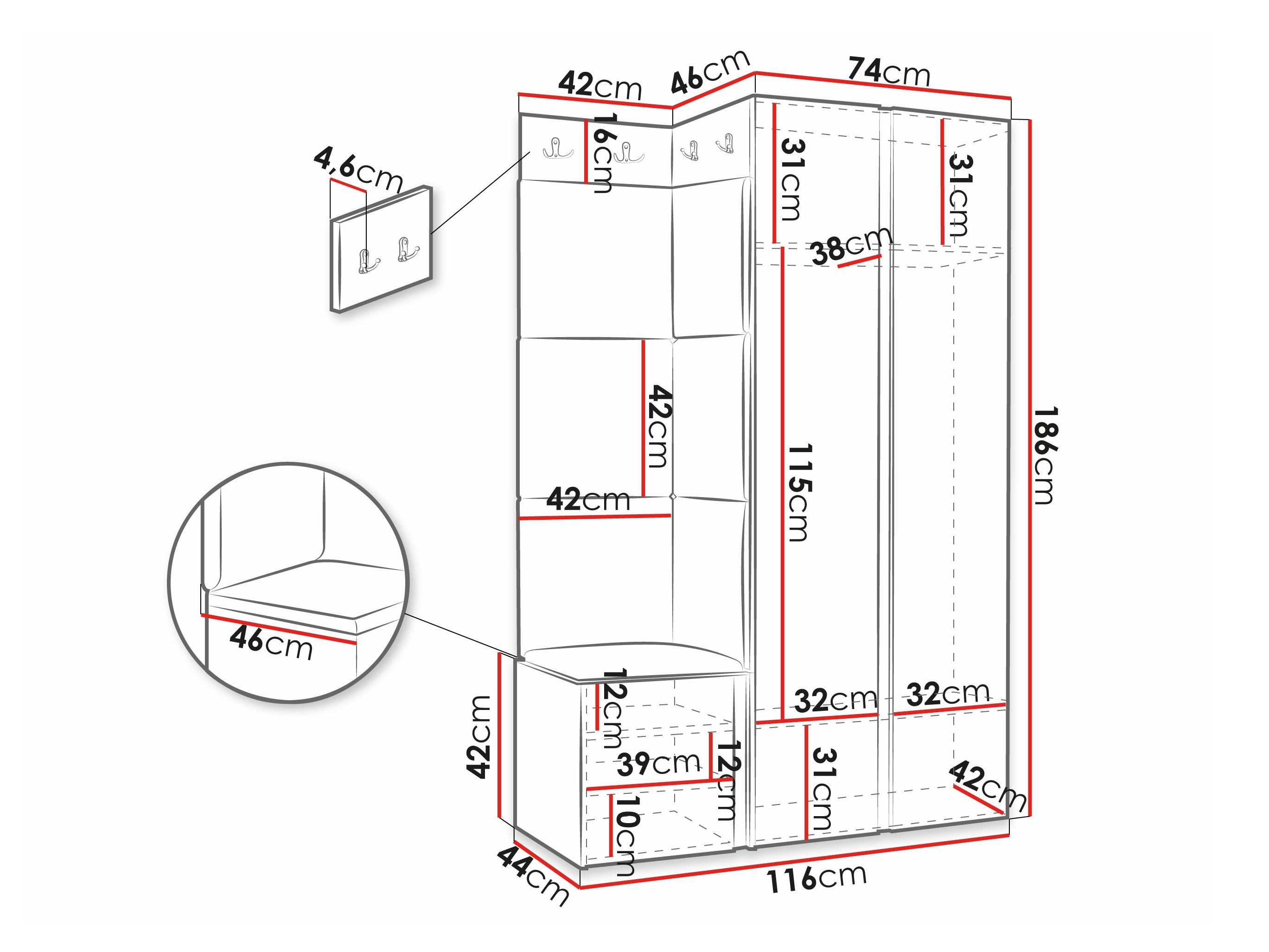 Set arredo da corridoio Hartford 388 (Nero)