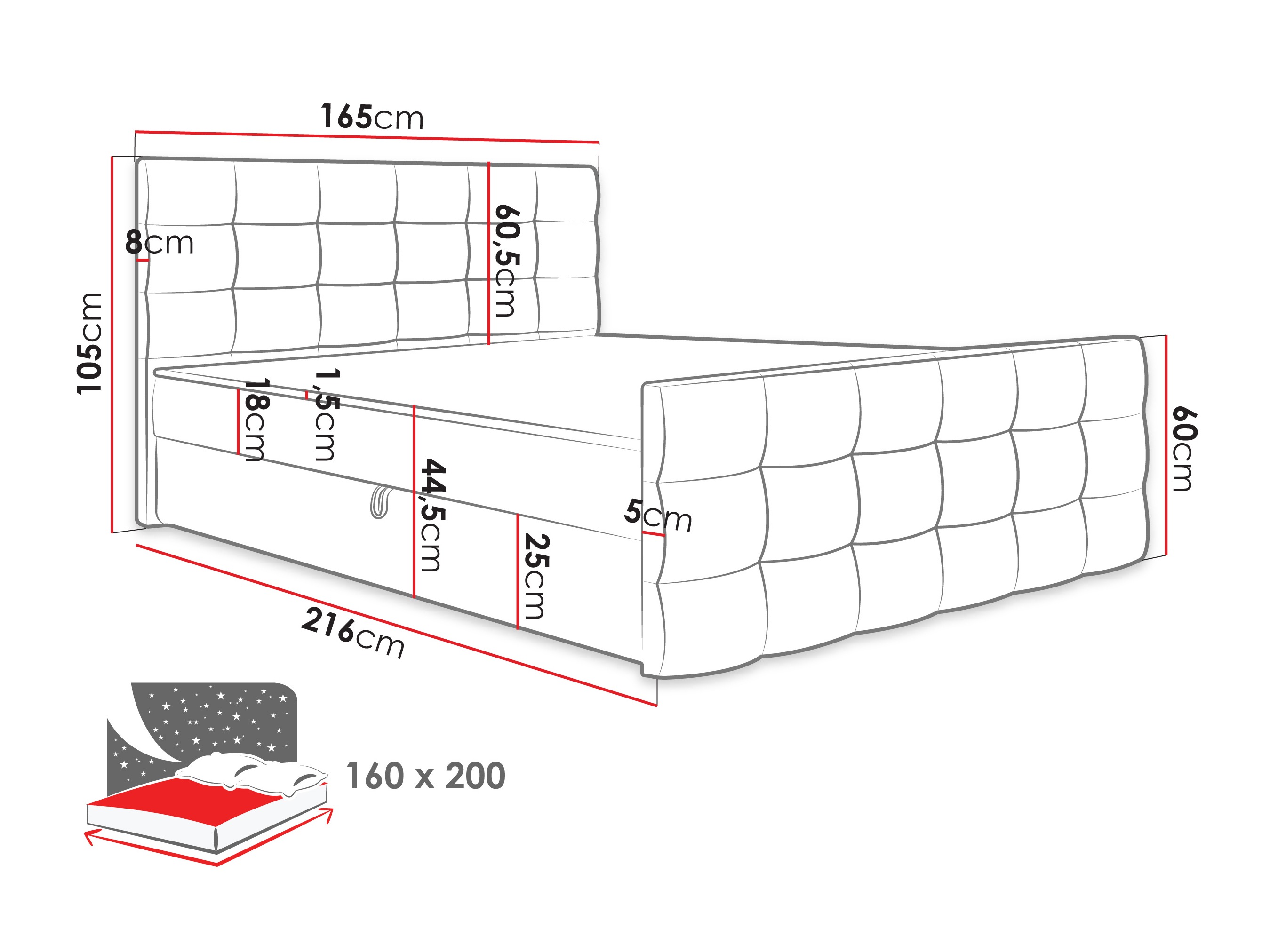 Letto continentale Memphis 100 (Rico 03)