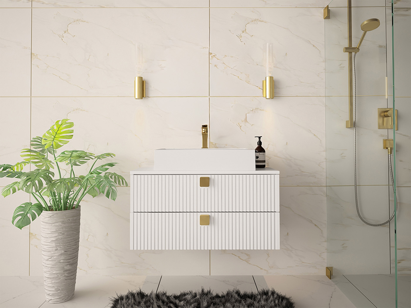 Comodino da bagno per lavandino Panium (Bianco)