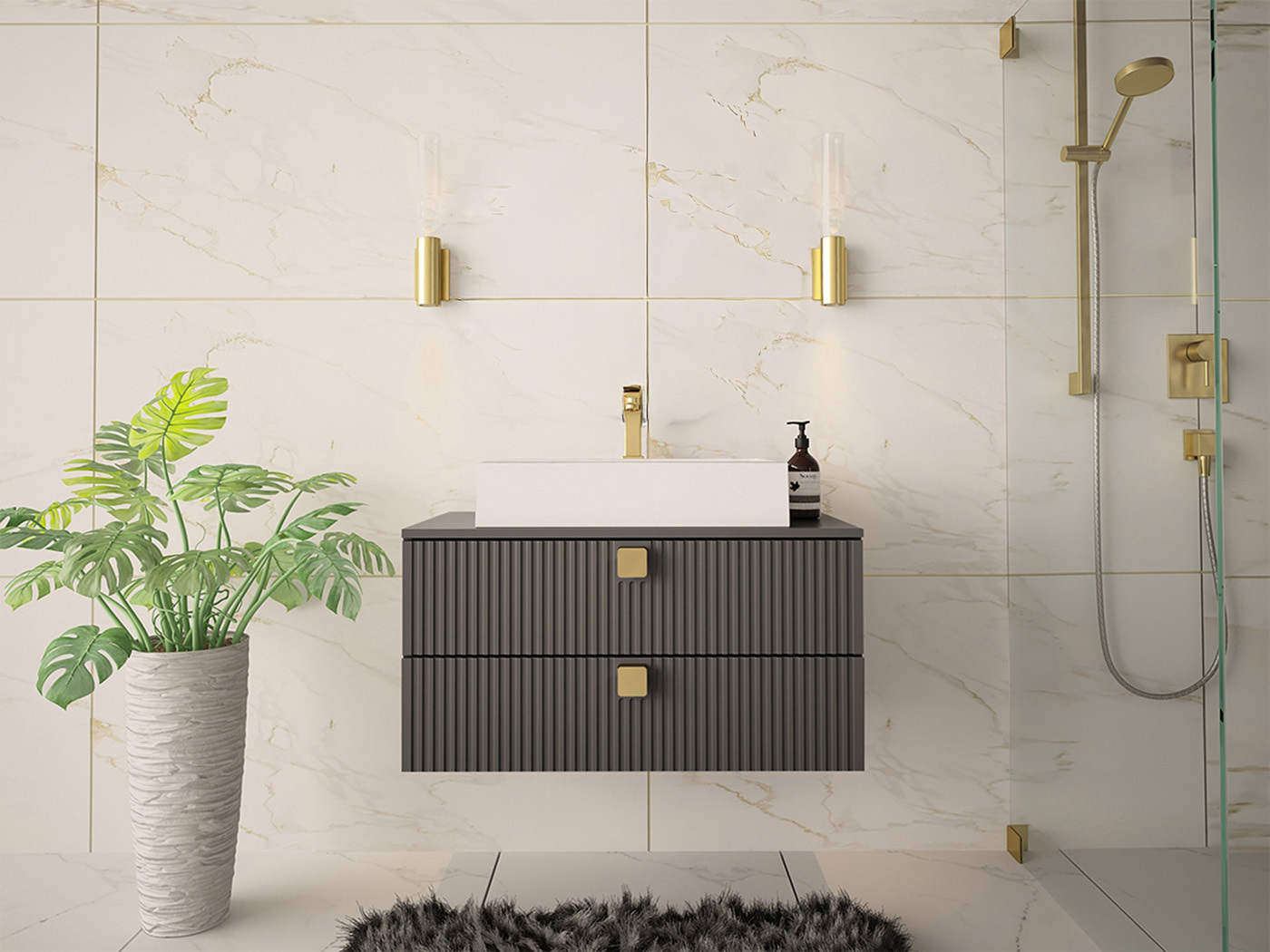 Comodino da bagno per lavandino Panium (Grigio)