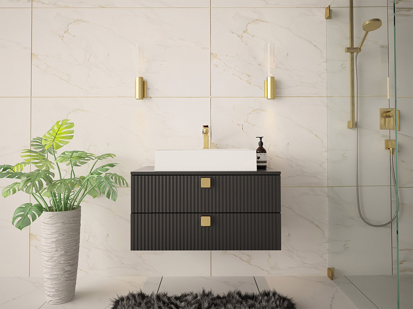 Comodino da bagno per lavandino Panium (Nero)