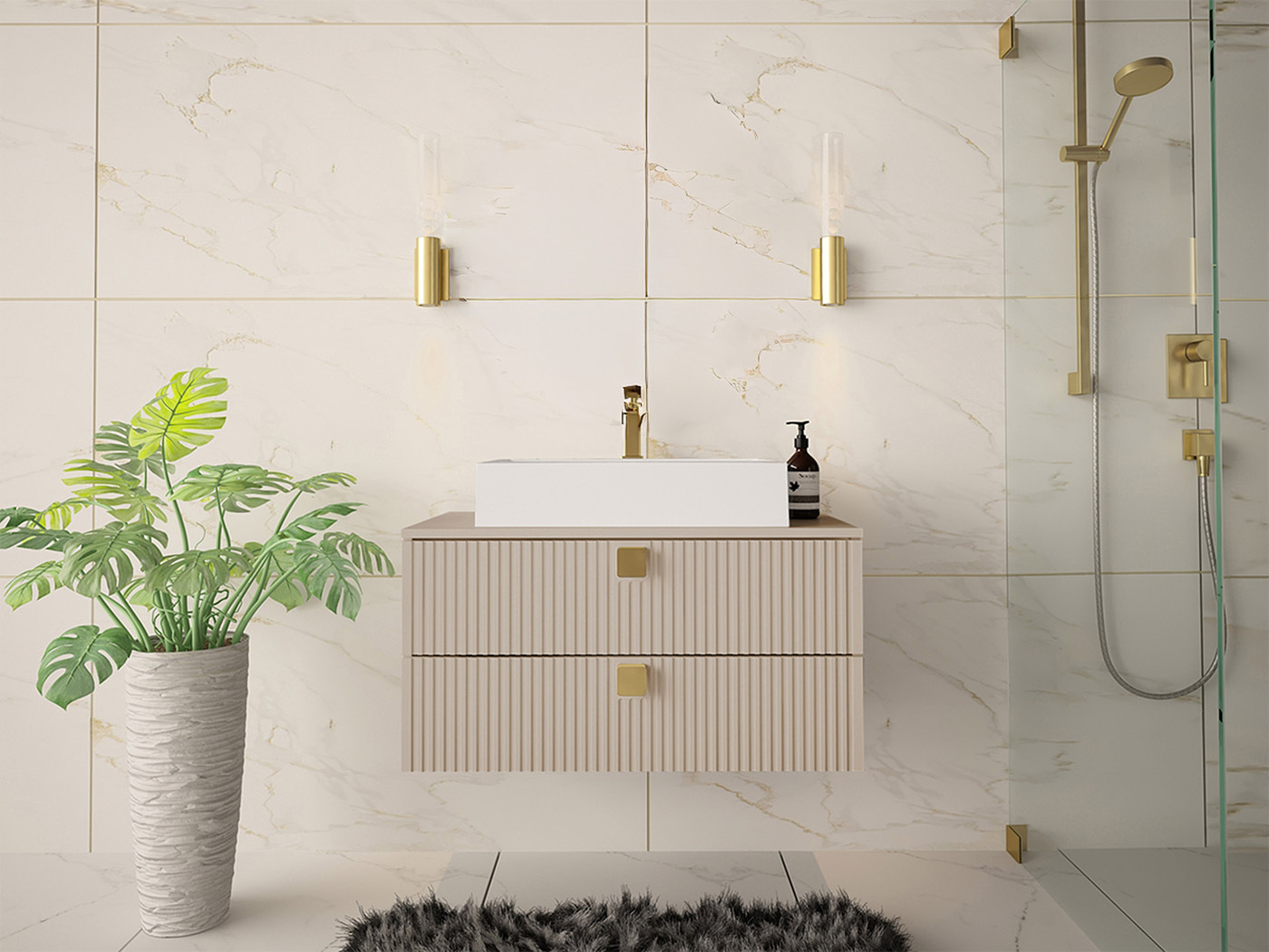Comodino da bagno per lavandino Panium (Nocciola)