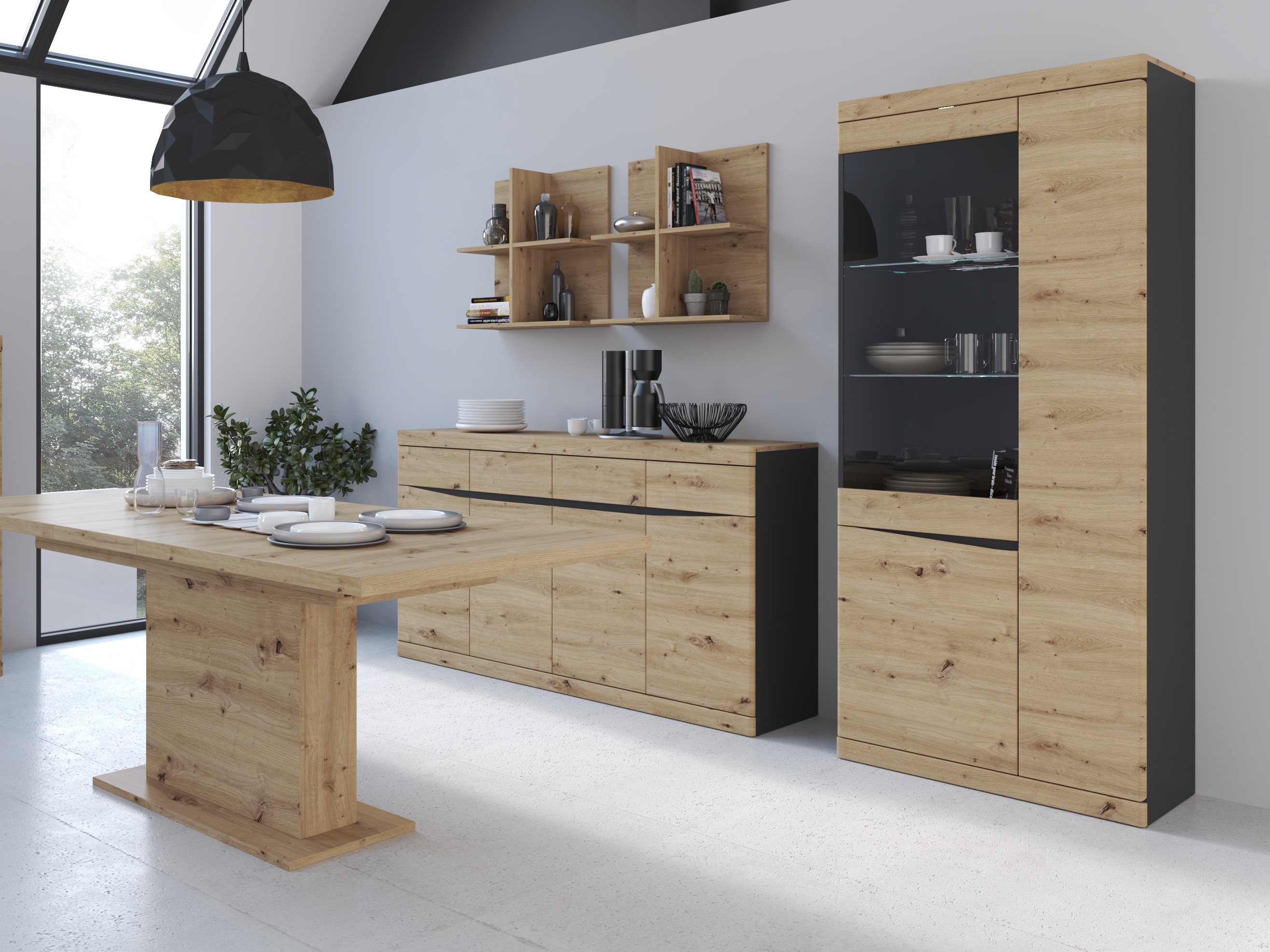 Scaffale Venlori 128 (Antracite + Rovere Artisan)