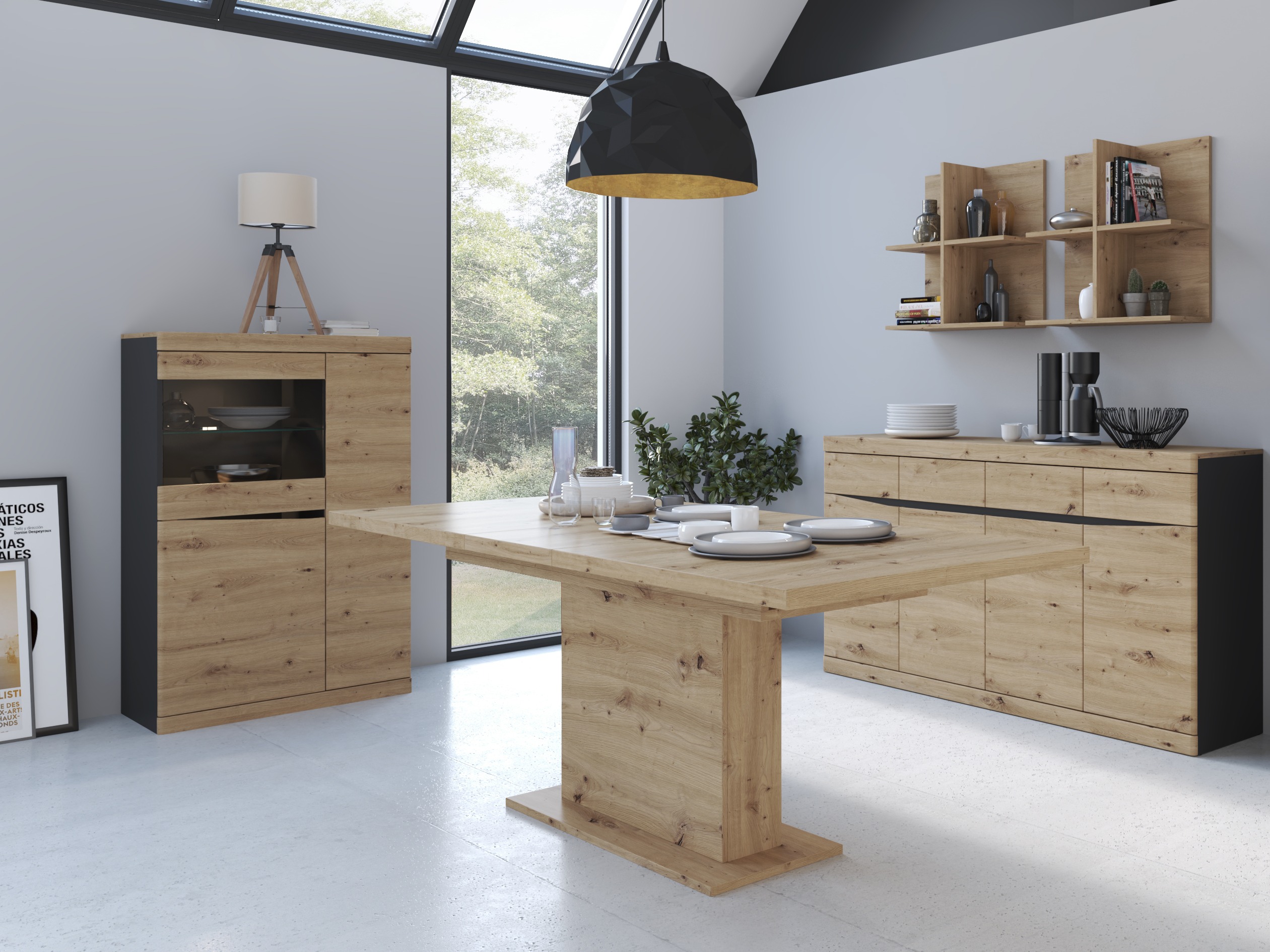 Scaffale Venlori 129 (Antracite + Rovere Artisan)