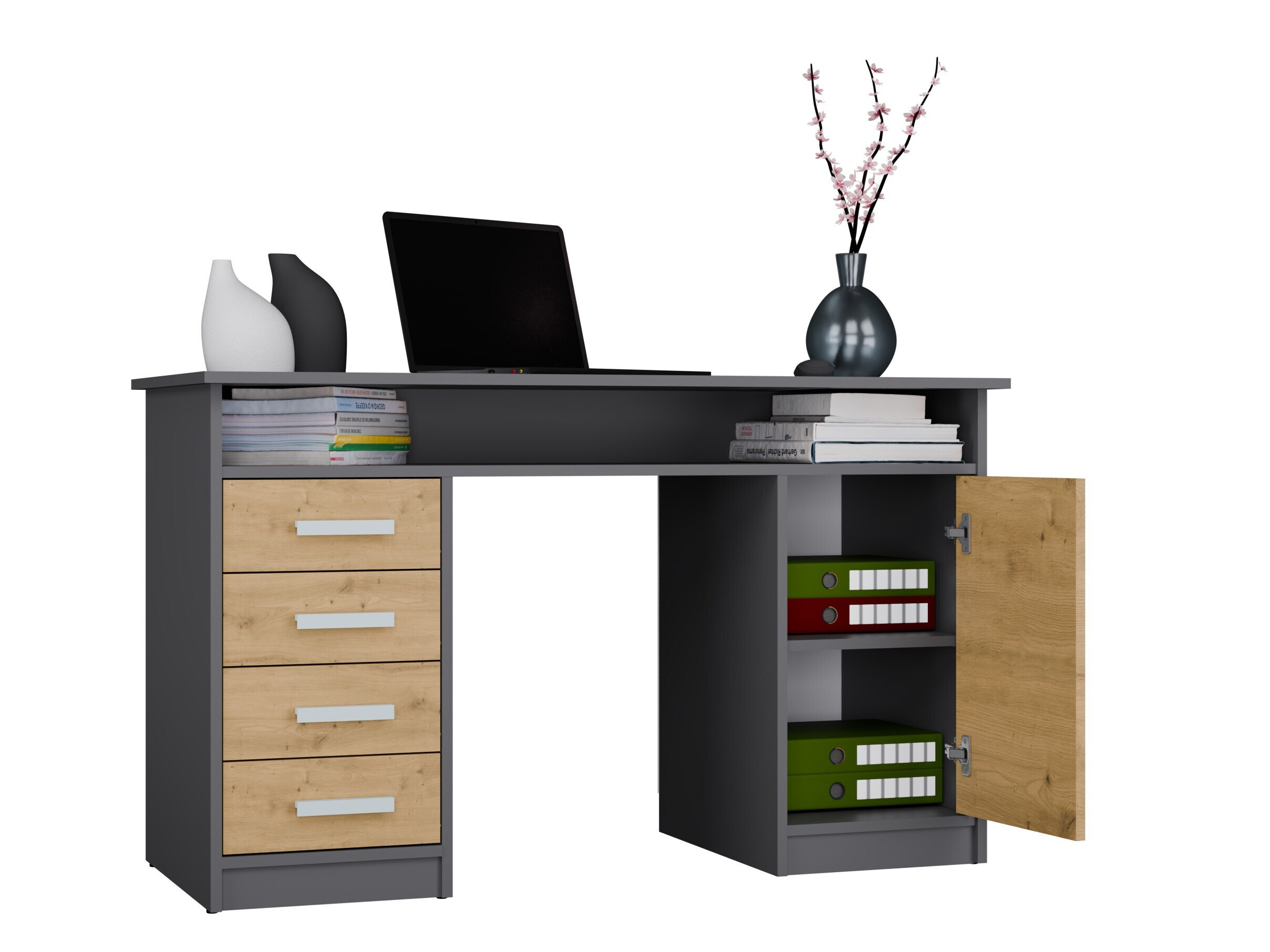 Scrivania da ufficio Mandeville 329 (Rovere Artisan + Antracite)