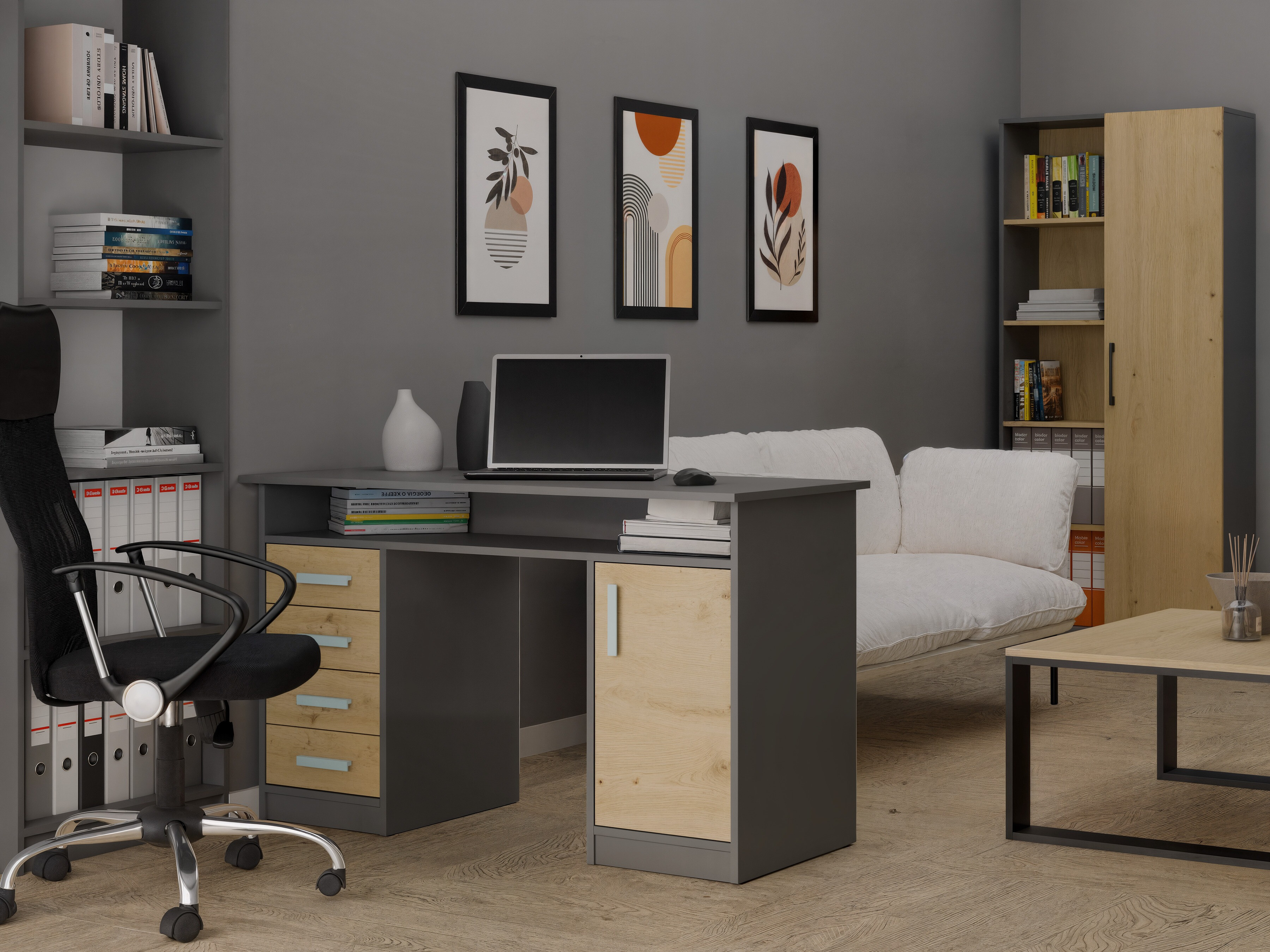 Scrivania da ufficio Mandeville 329 (Rovere Artisan + Antracite)