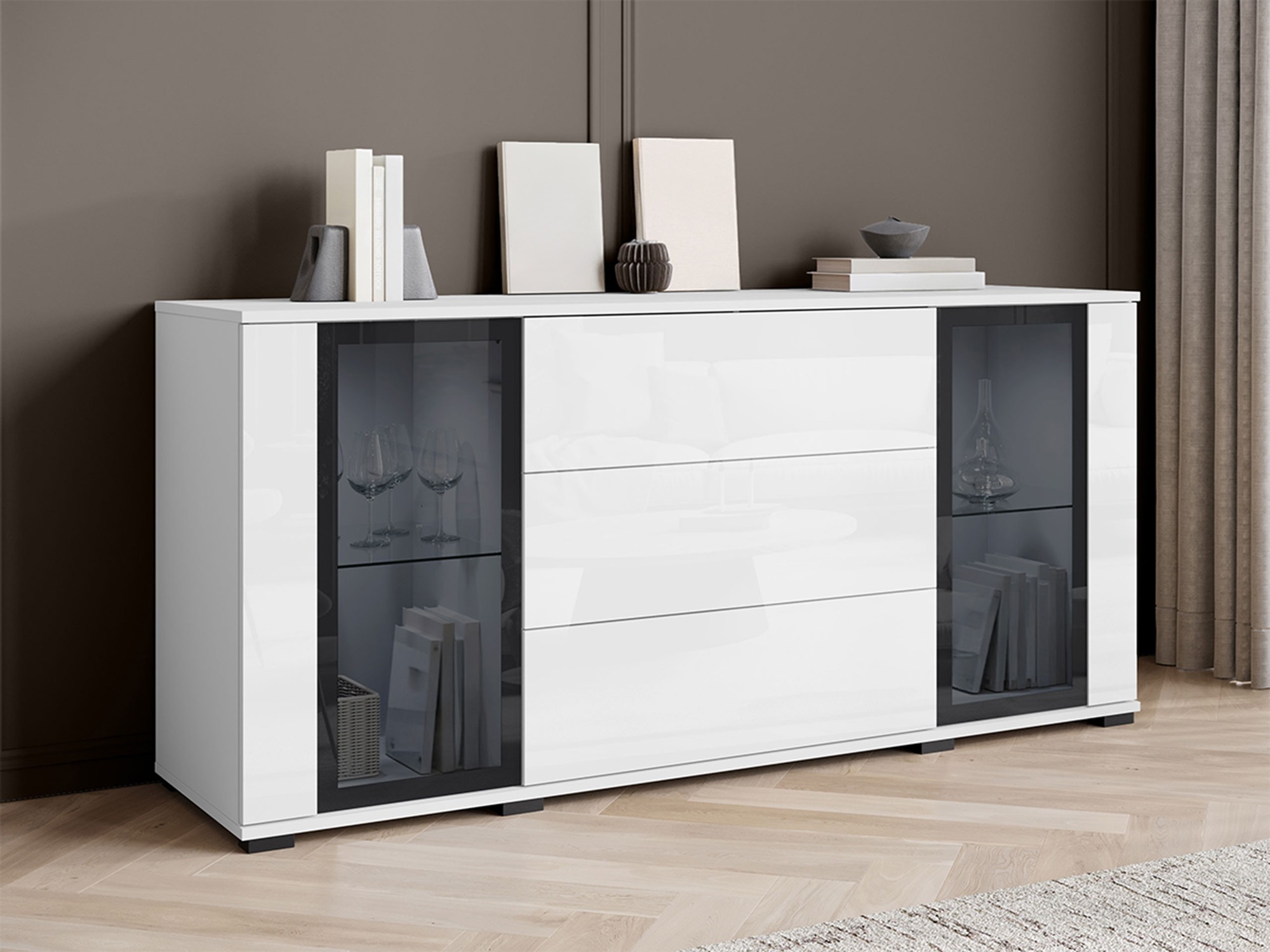Cassettiera Torcame 101 (Bianco + Bianco lucido)