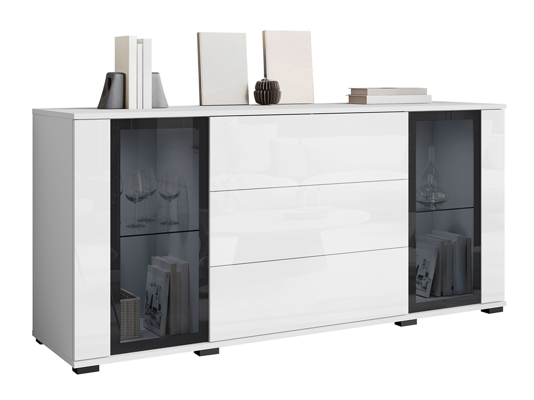 Cassettiera Torcame 101 (Bianco + Bianco lucido)