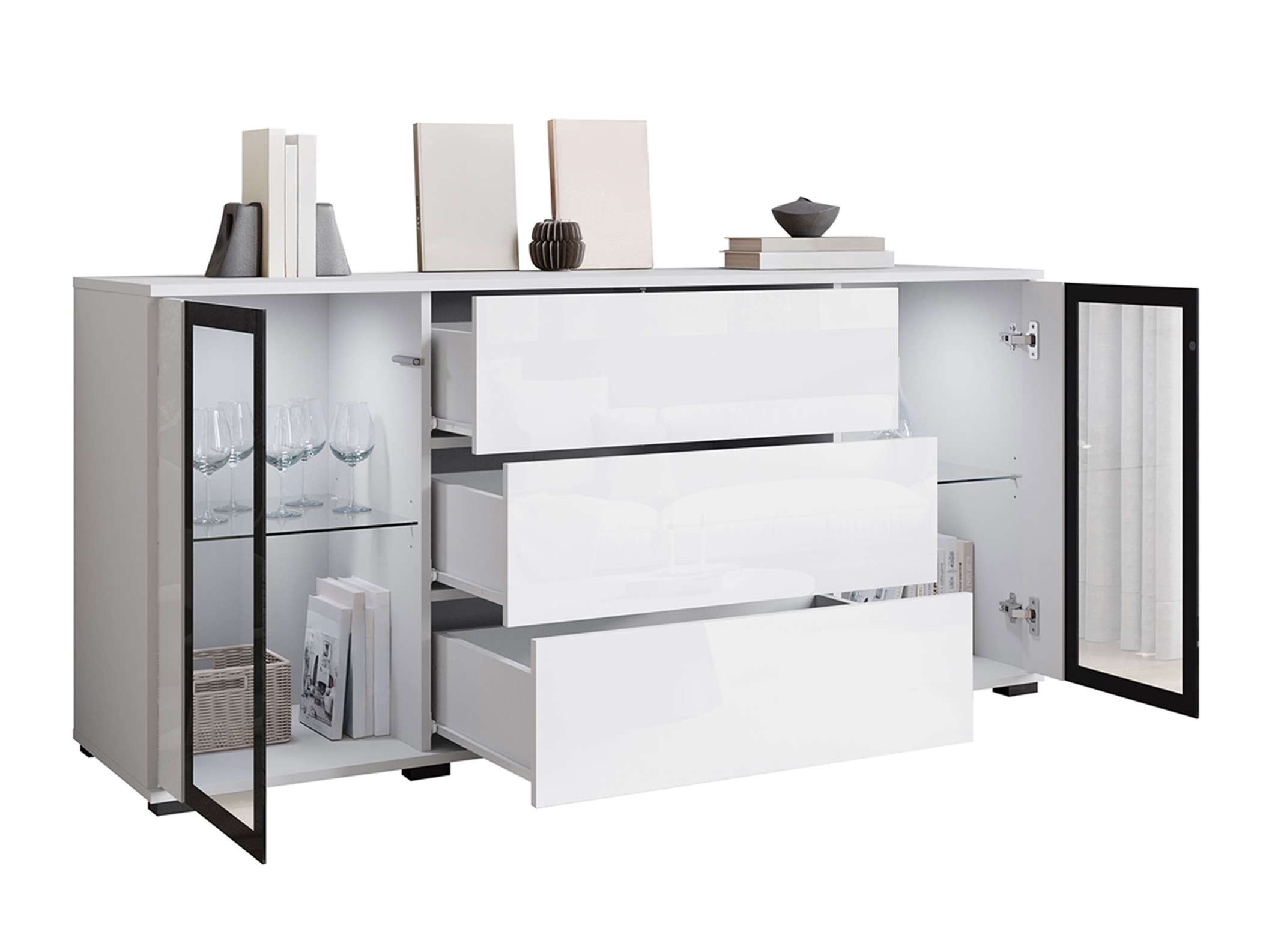 Cassettiera Torcame 101 (Bianco + Bianco lucido)