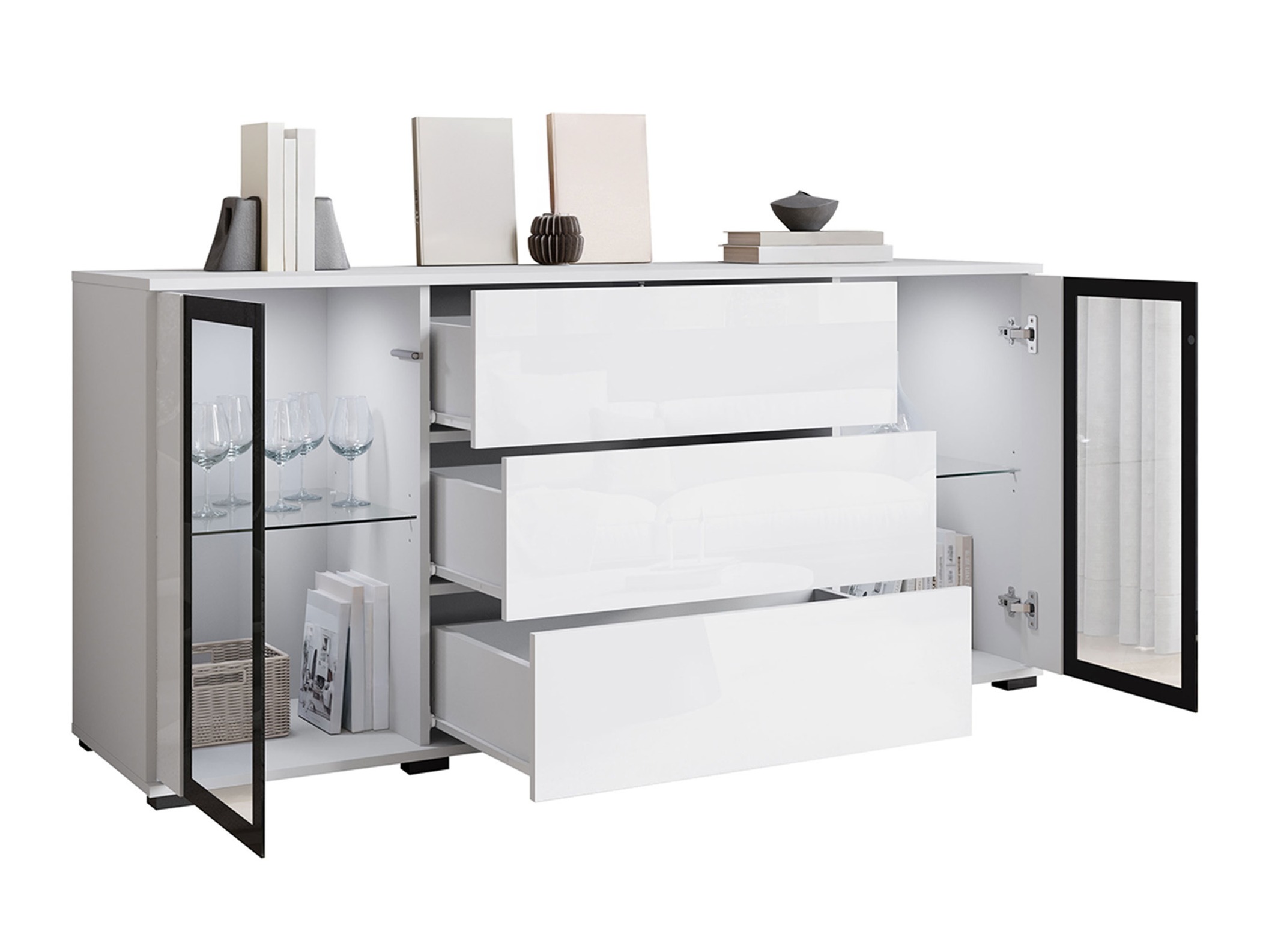 Cassettiera Torcame 101 (Bianco + Bianco lucido)